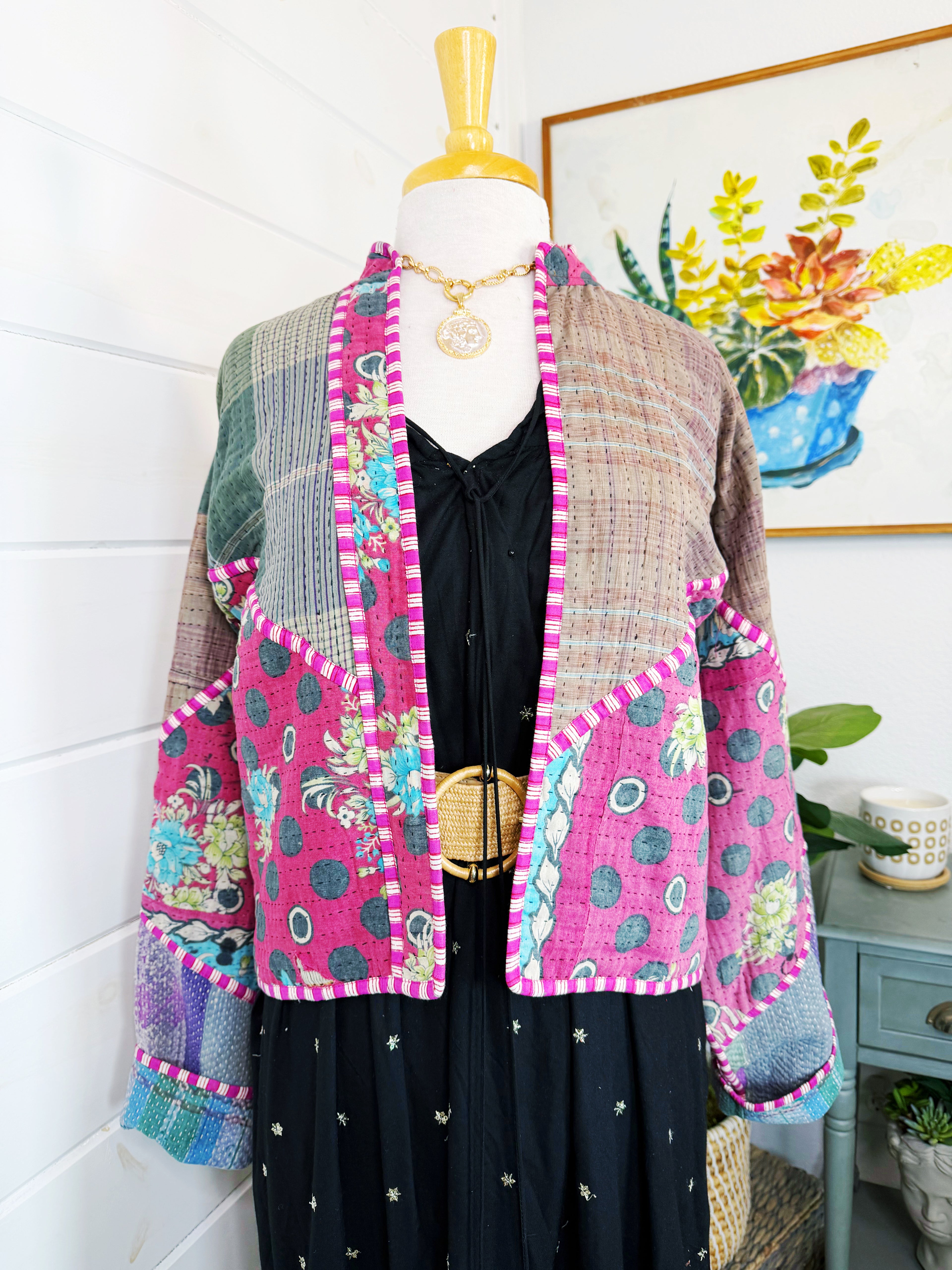 Patchwork Kantha Jacket – Quilted Reversible Blanket Coat