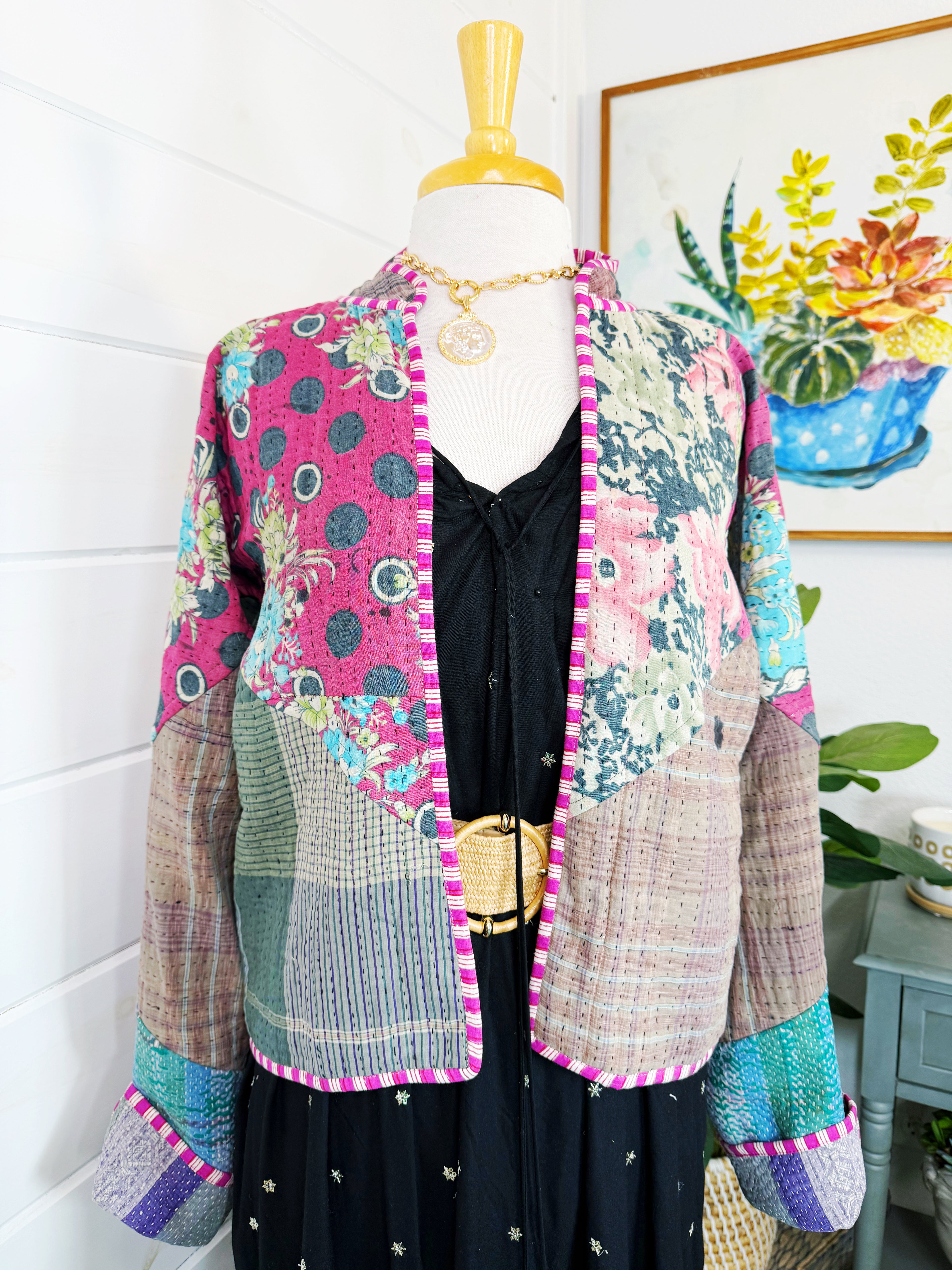 Patchwork Kantha Jacket – Quilted Reversible Blanket Coat