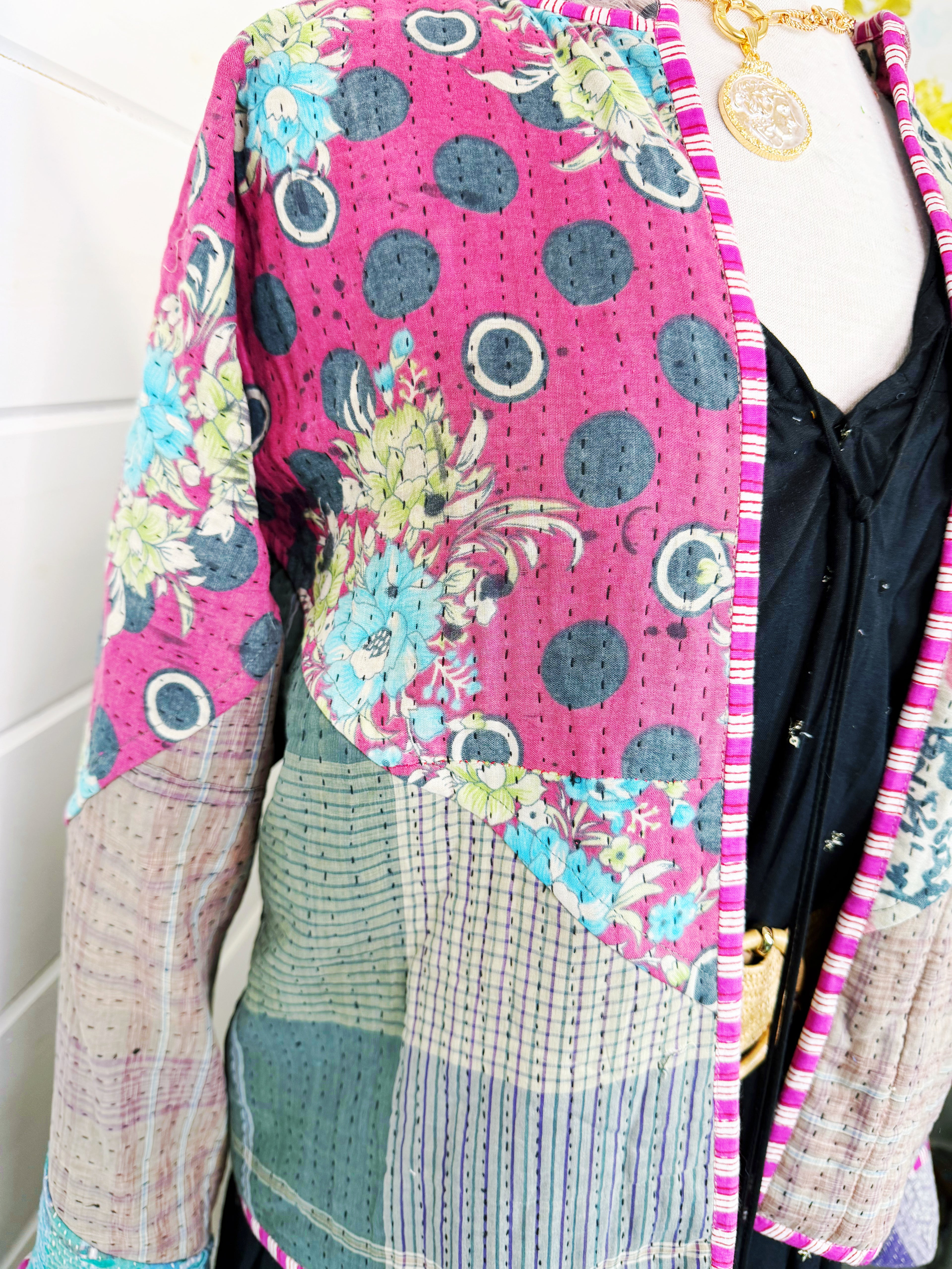 Patchwork Kantha Jacket – Quilted Reversible Blanket Coat
