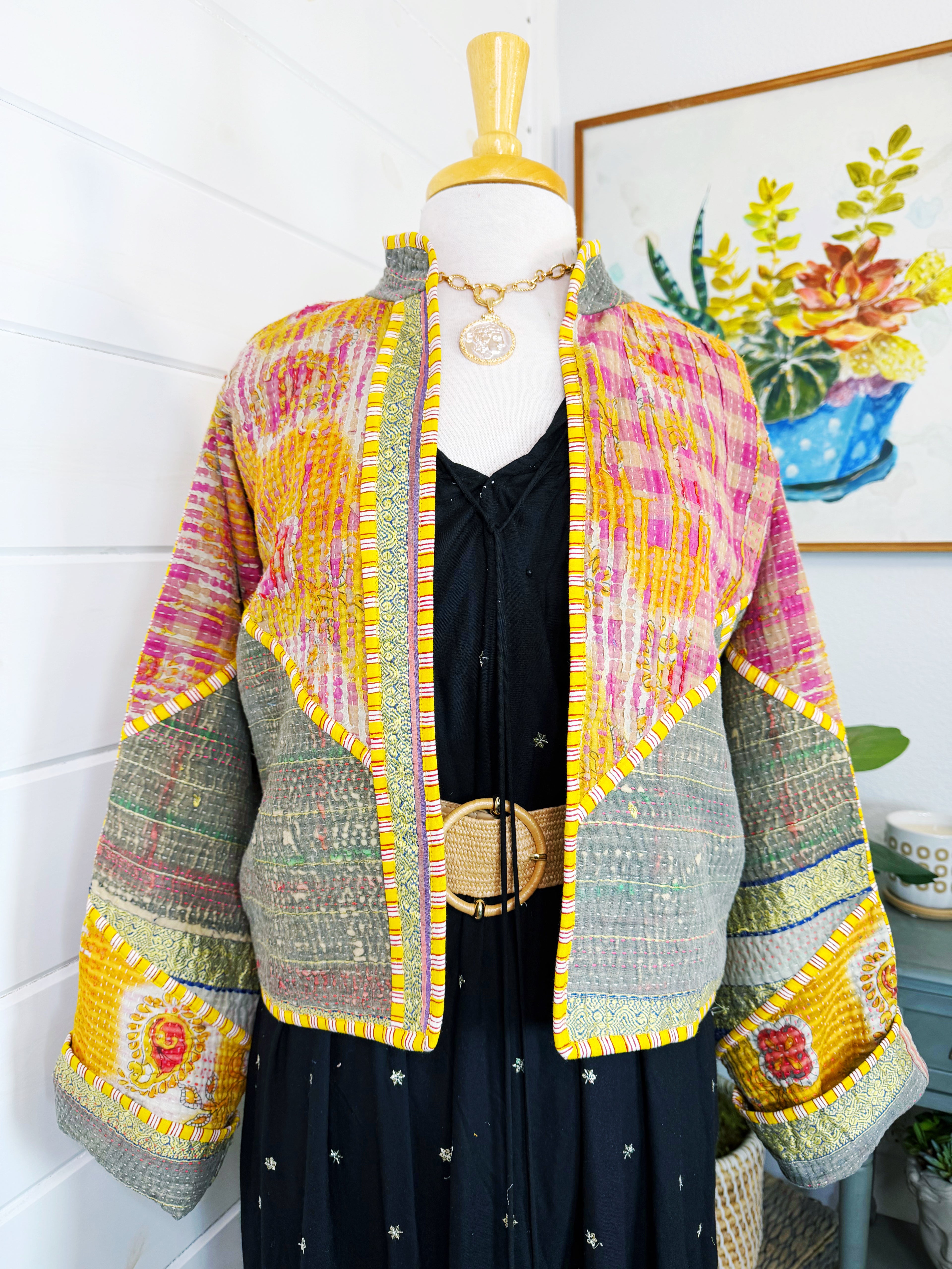 Patchwork Kantha Jacket – Quilted Reversible Blanket Coat