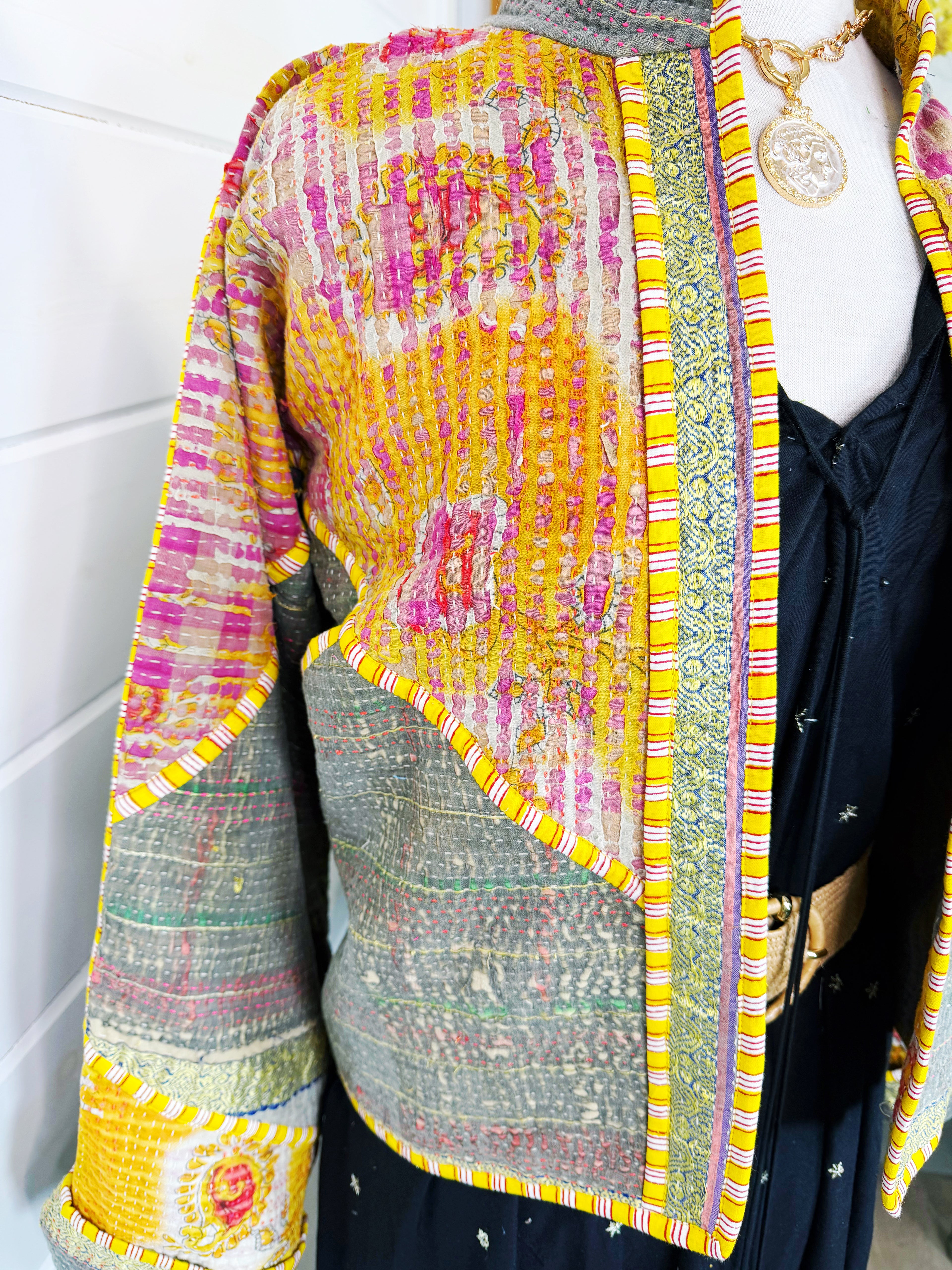 Patchwork Kantha Jacket – Quilted Reversible Blanket Coat