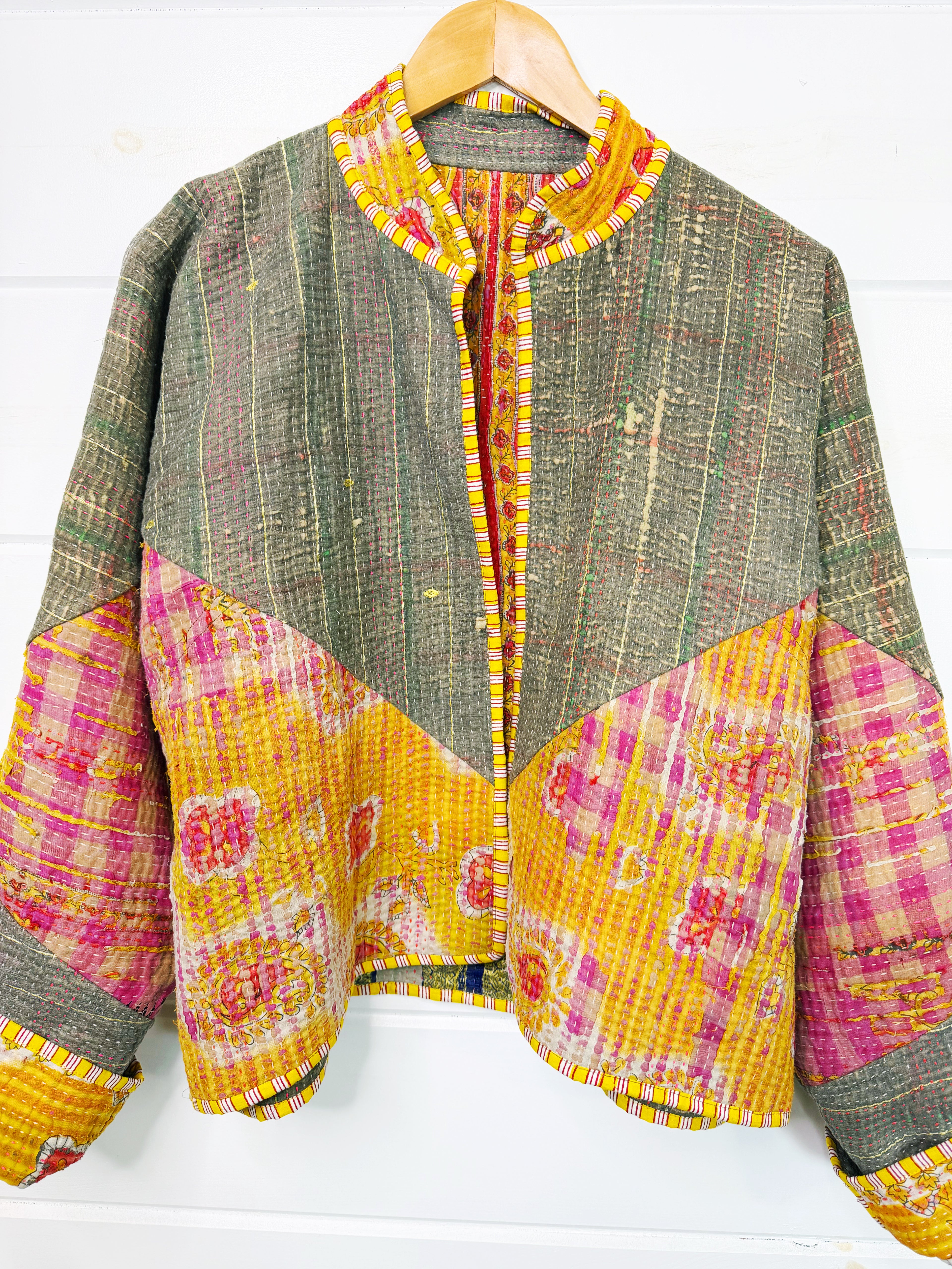 Patchwork Kantha Jacket – Quilted Reversible Blanket Coat