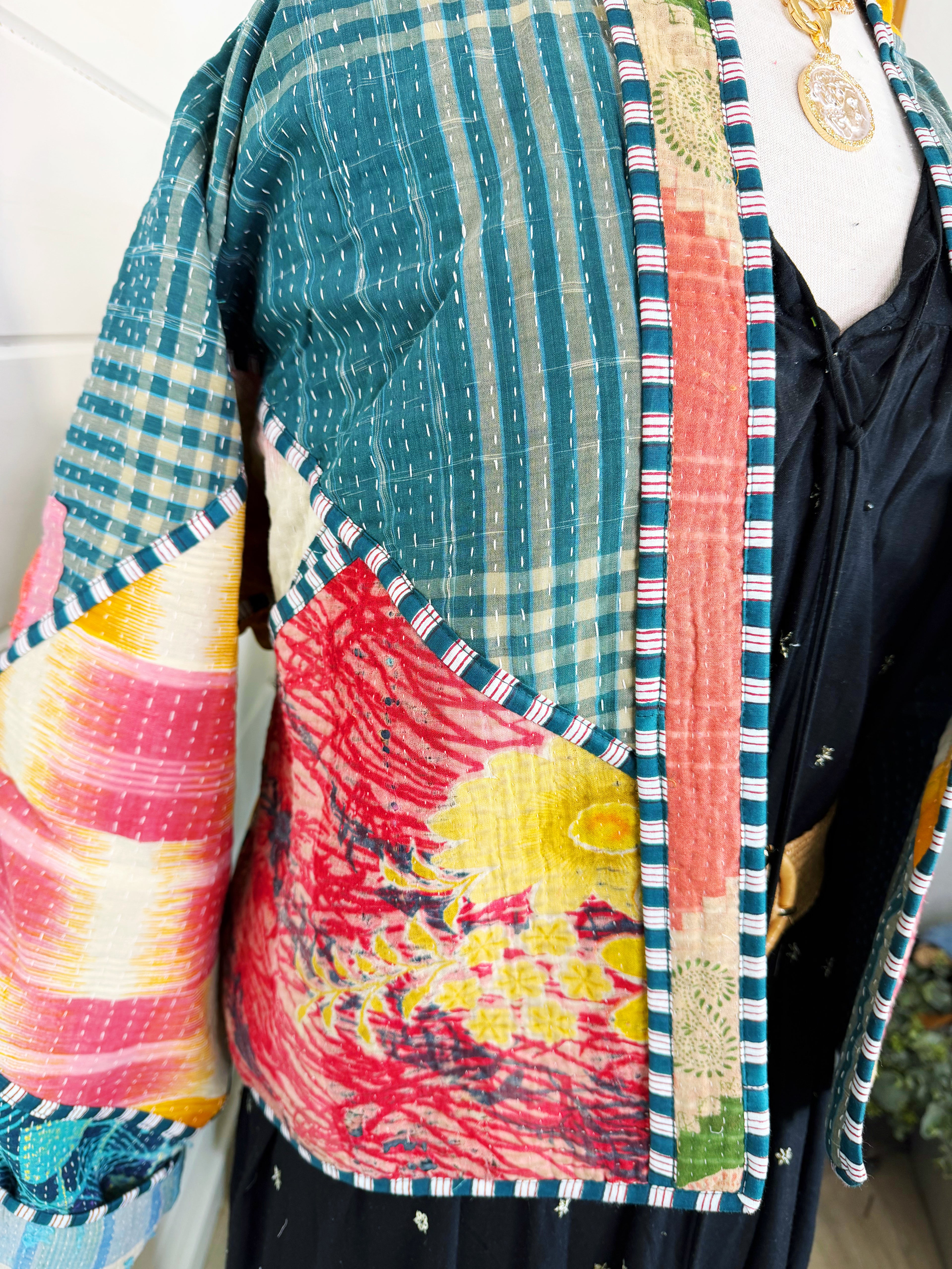Patchwork Kantha Jacket – Quilted Reversible Blanket Coat