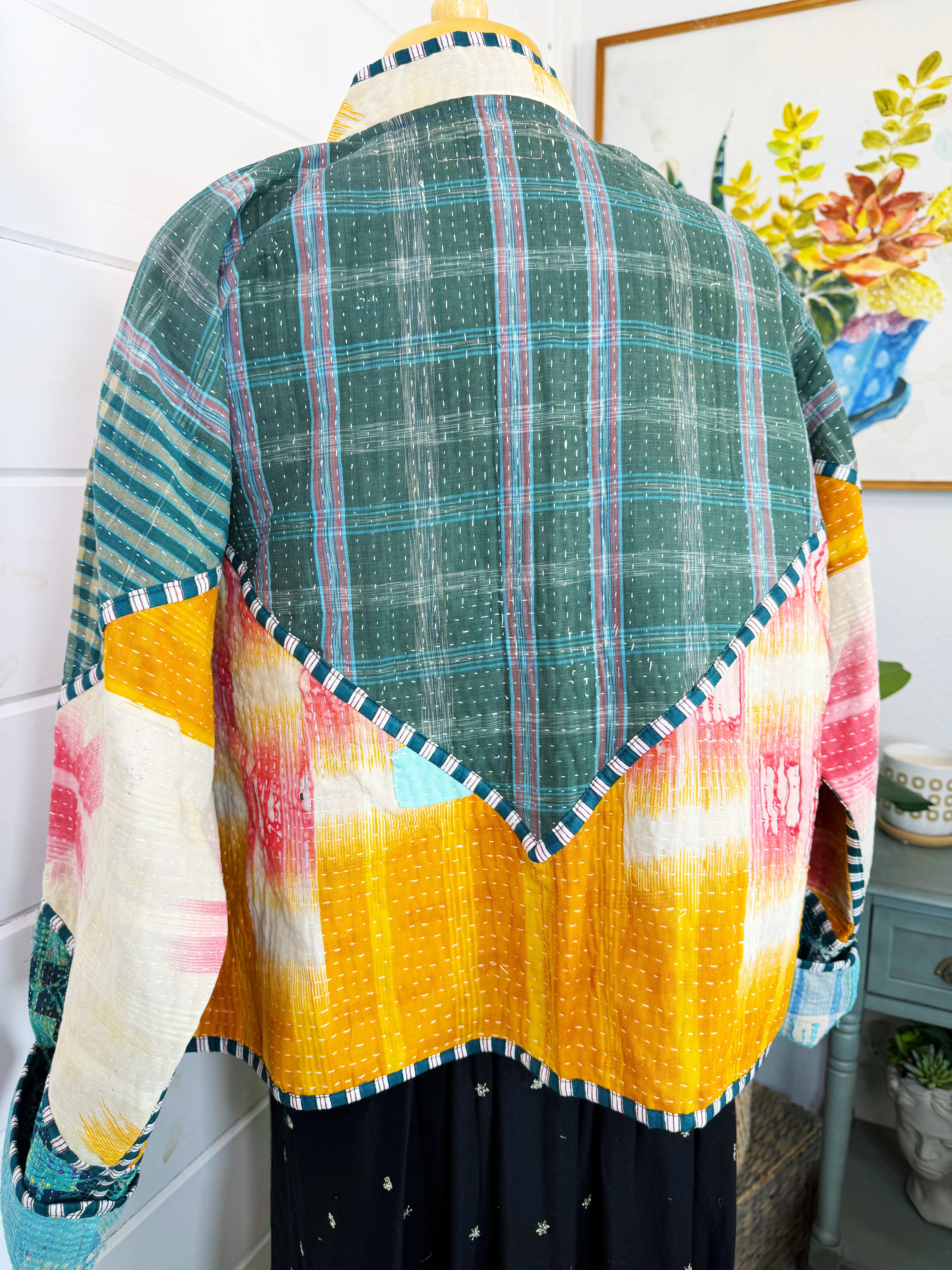 Patchwork Kantha Jacket – Quilted Reversible Blanket Coat