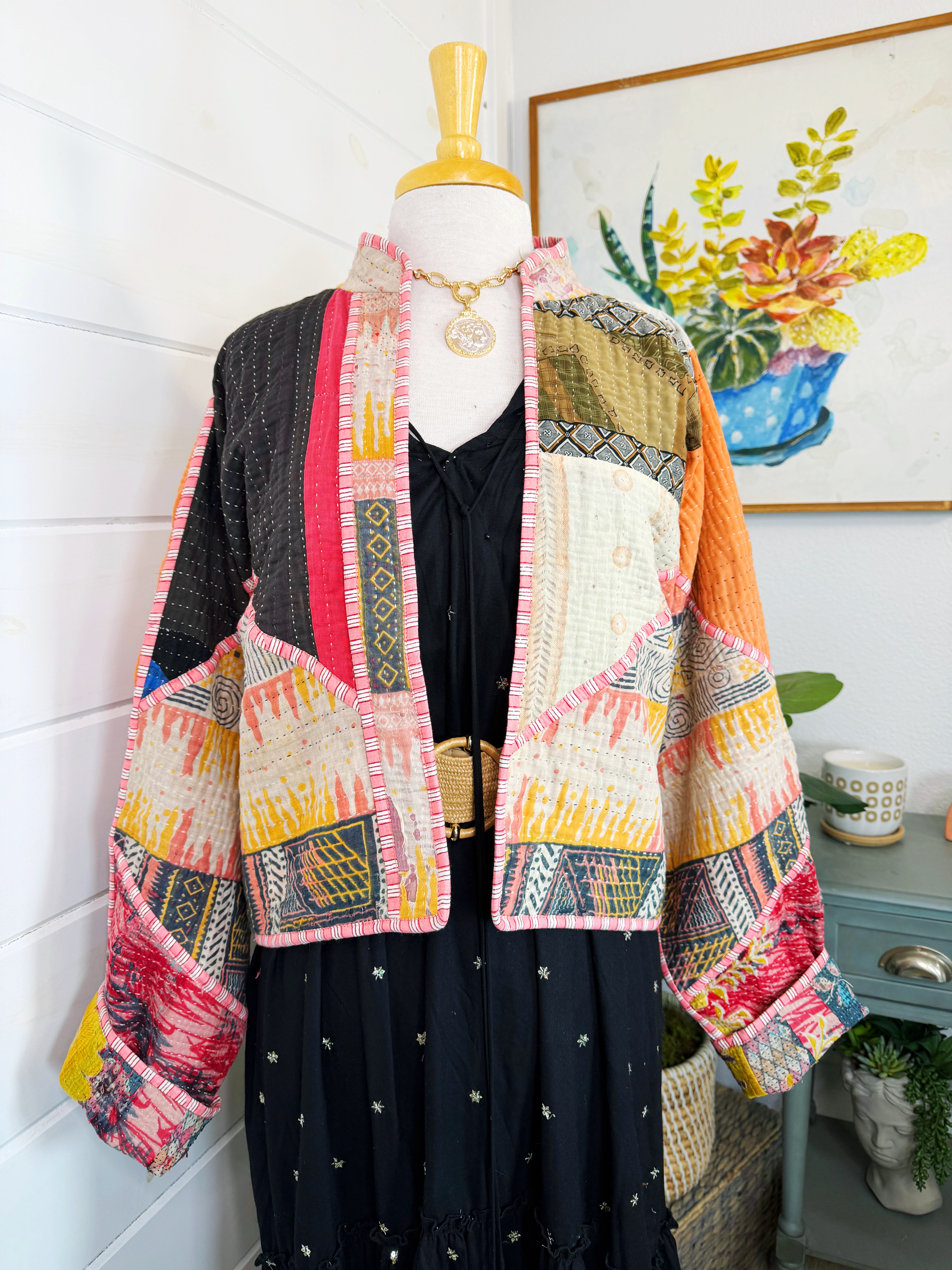 Patchwork Kantha Jacket – Quilted Reversible Blanket Coat
