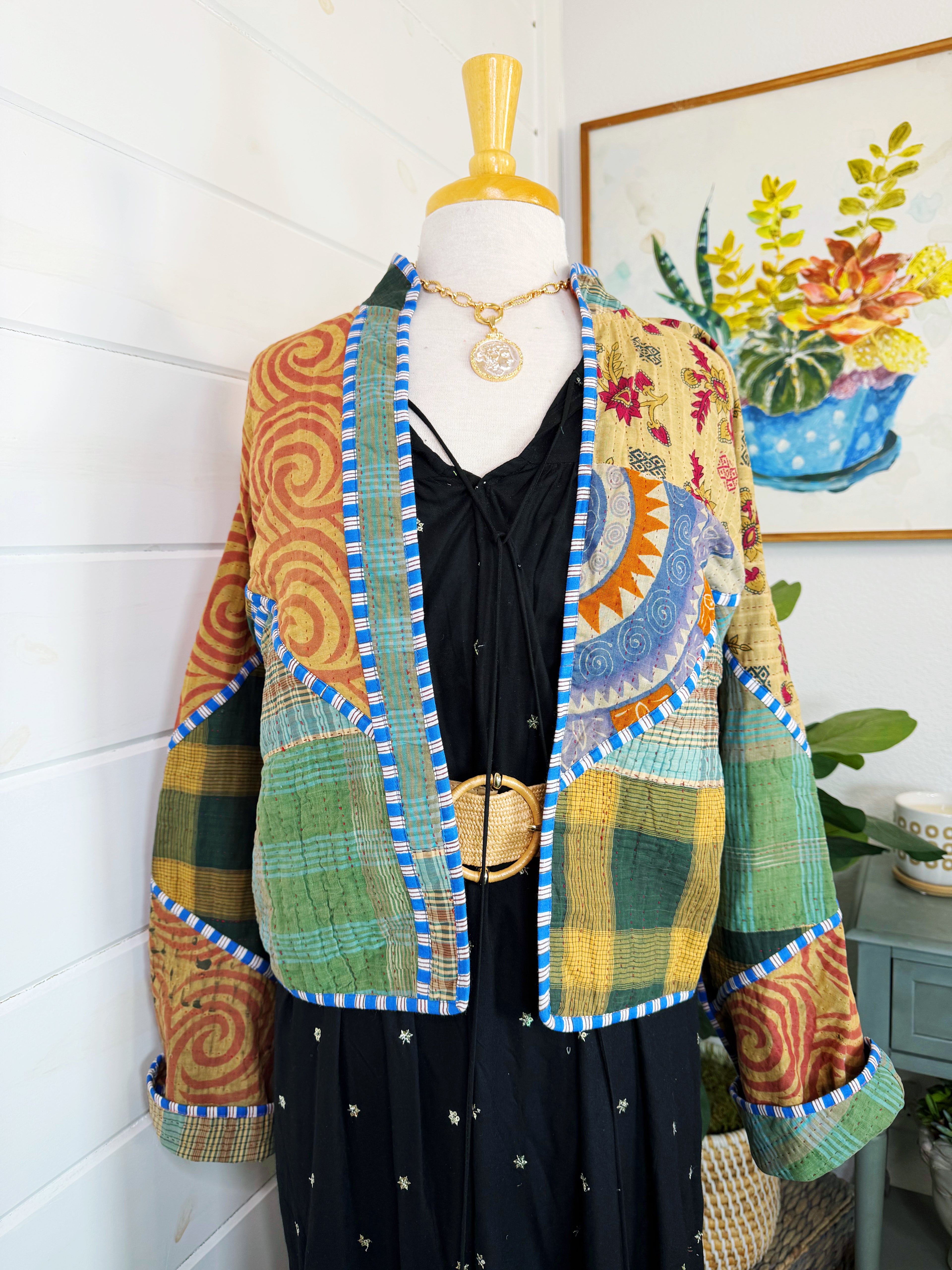 Patchwork Kantha Jacket – Quilted Reversible Blanket Coat