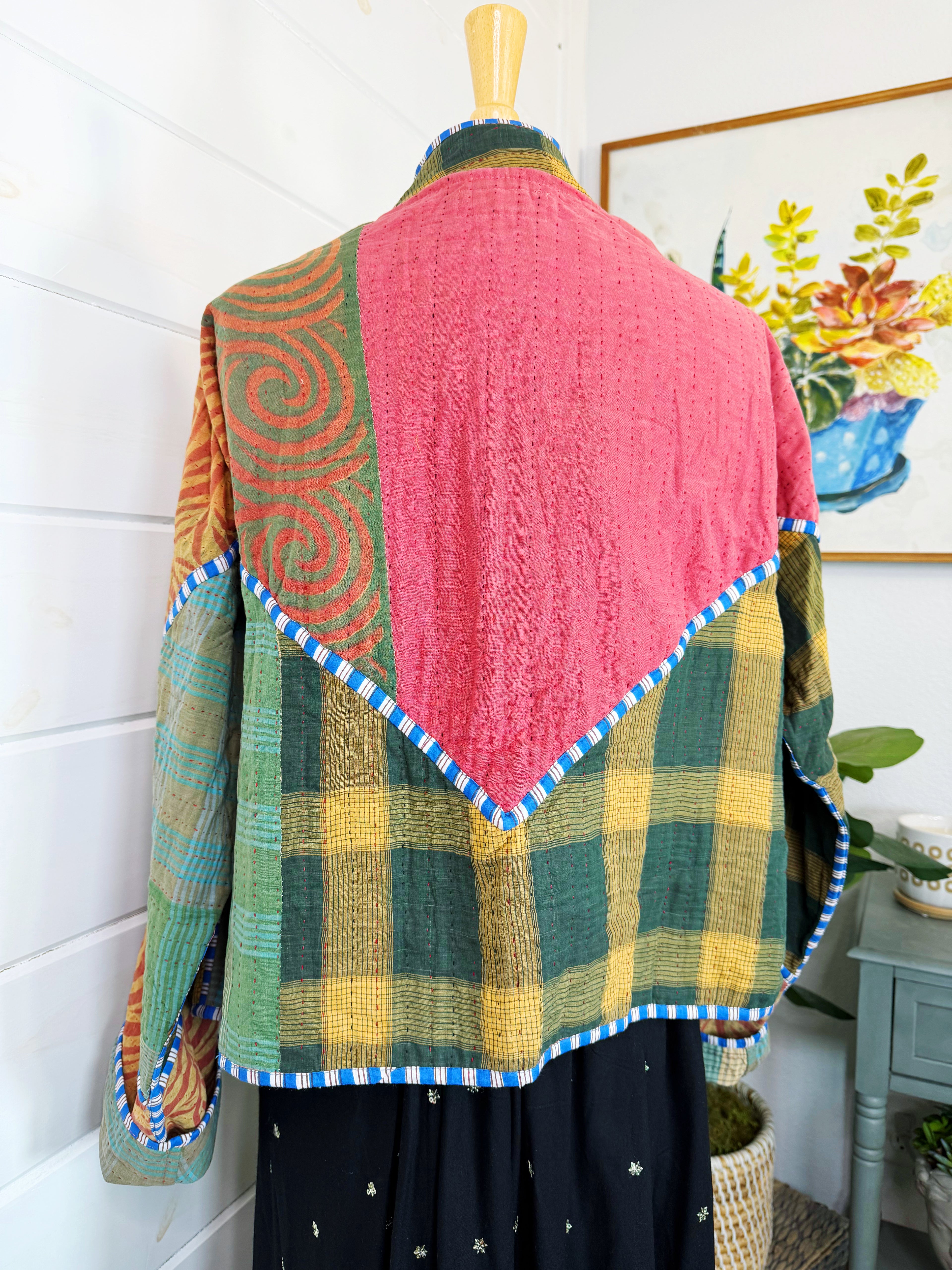 Patchwork Kantha Jacket – Quilted Reversible Blanket Coat