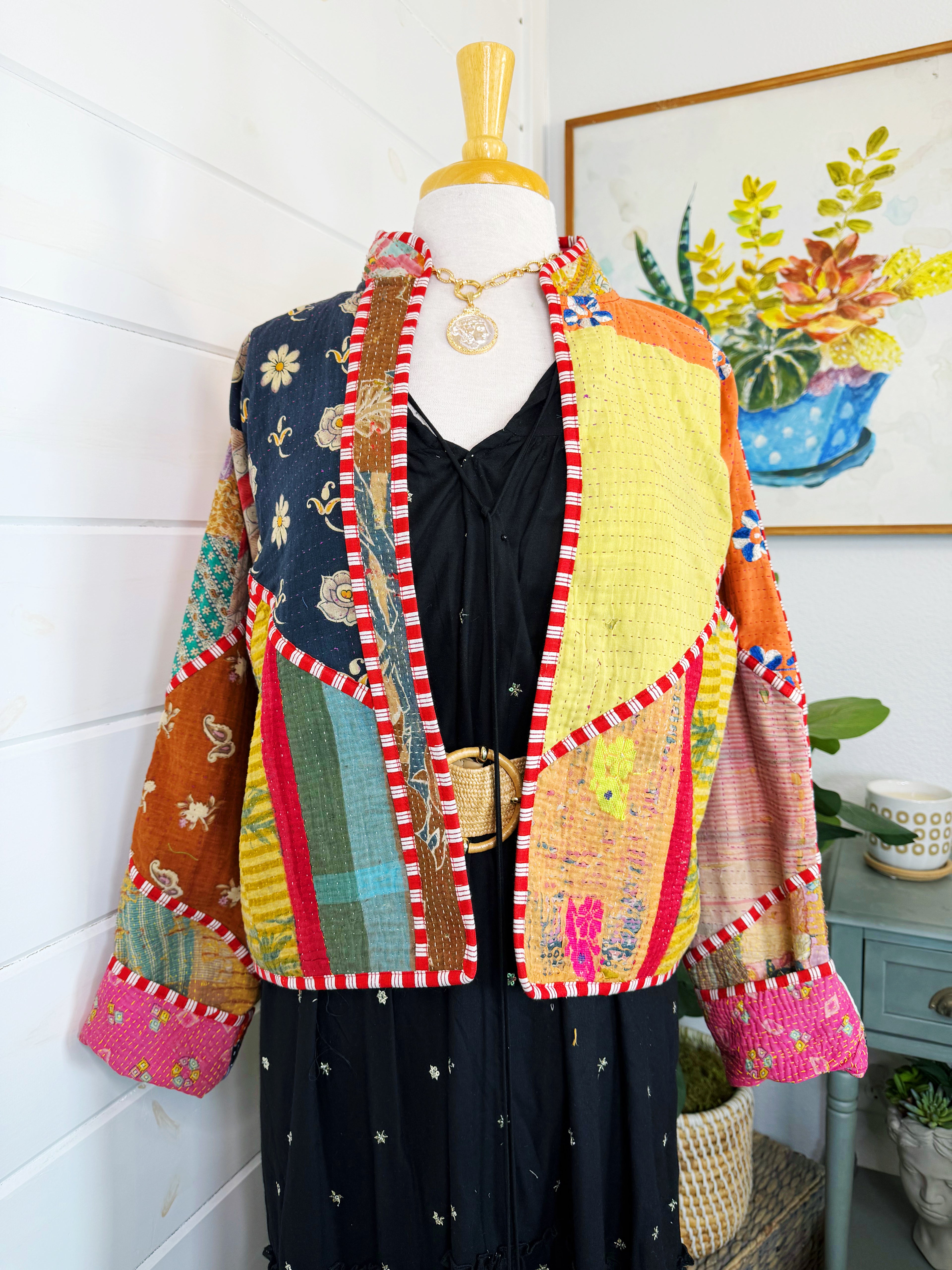 Patchwork Kantha Jacket – Quilted Reversible Blanket Coat