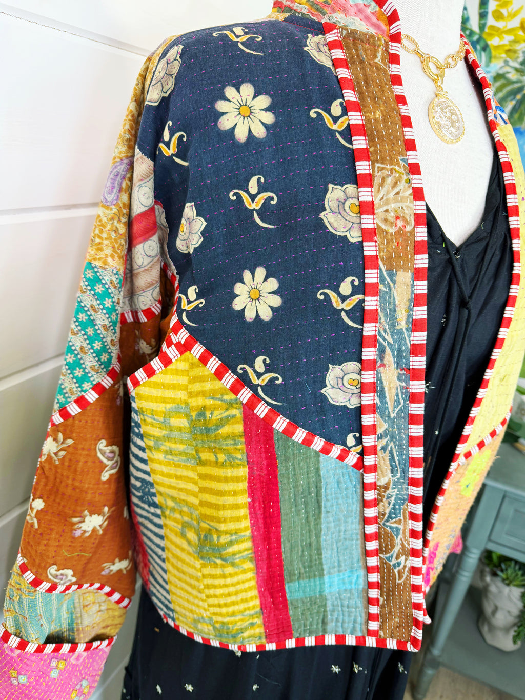 Patchwork Kantha Jacket – Quilted Reversible Blanket Coat
