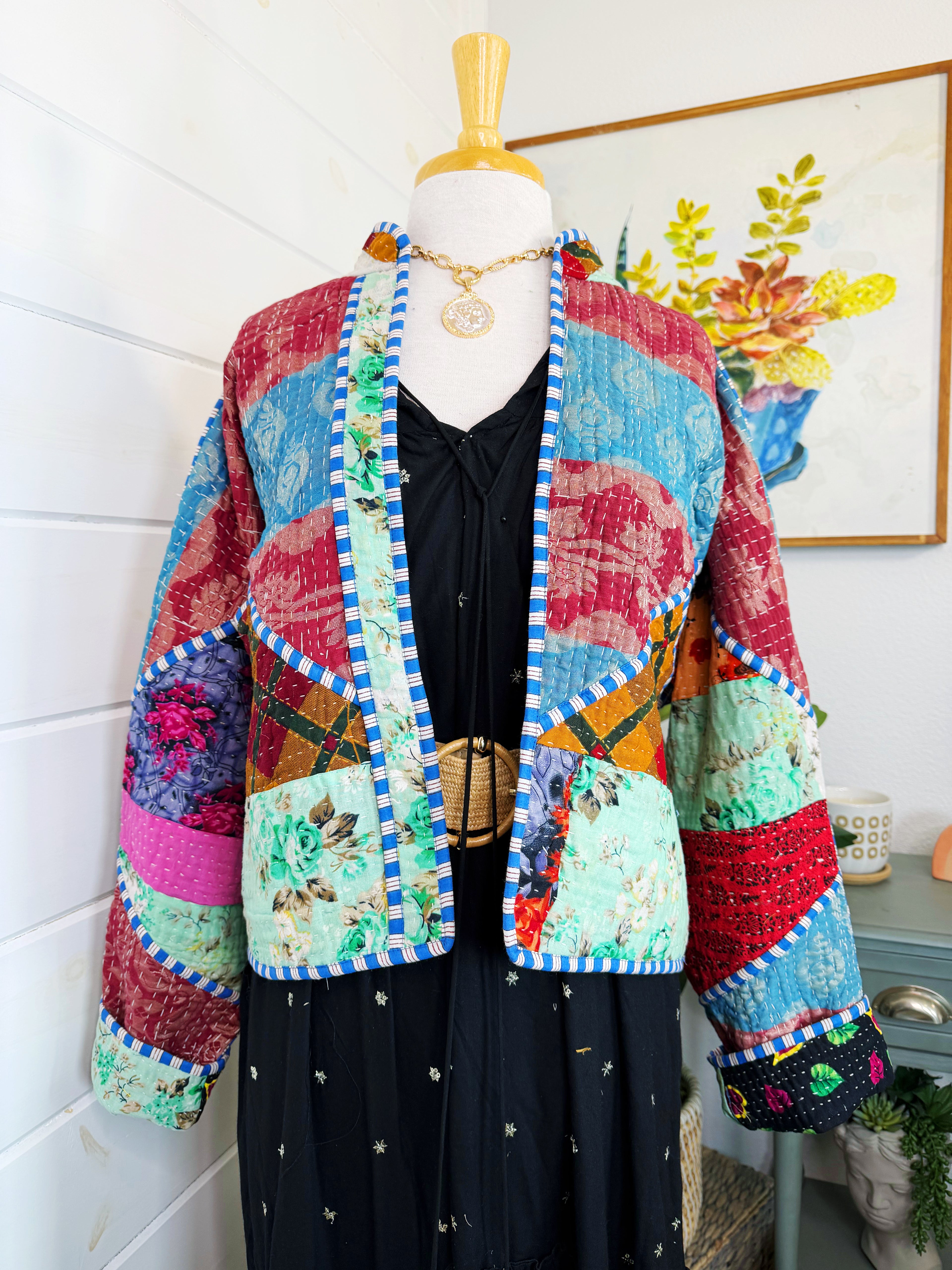 Patchwork Kantha Jacket – Quilted Reversible Blanket Coat