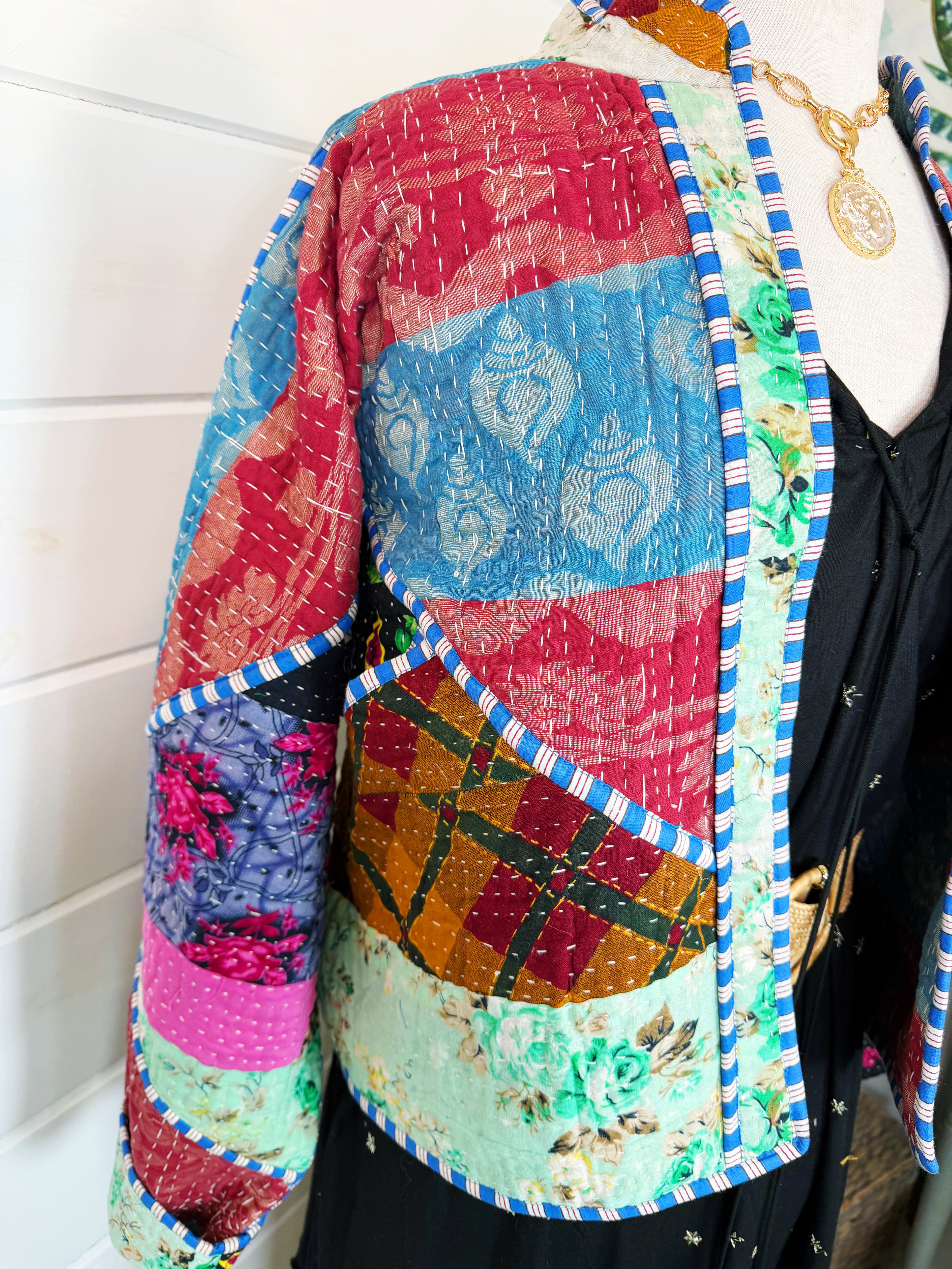 Patchwork Kantha Jacket – Quilted Reversible Blanket Coat