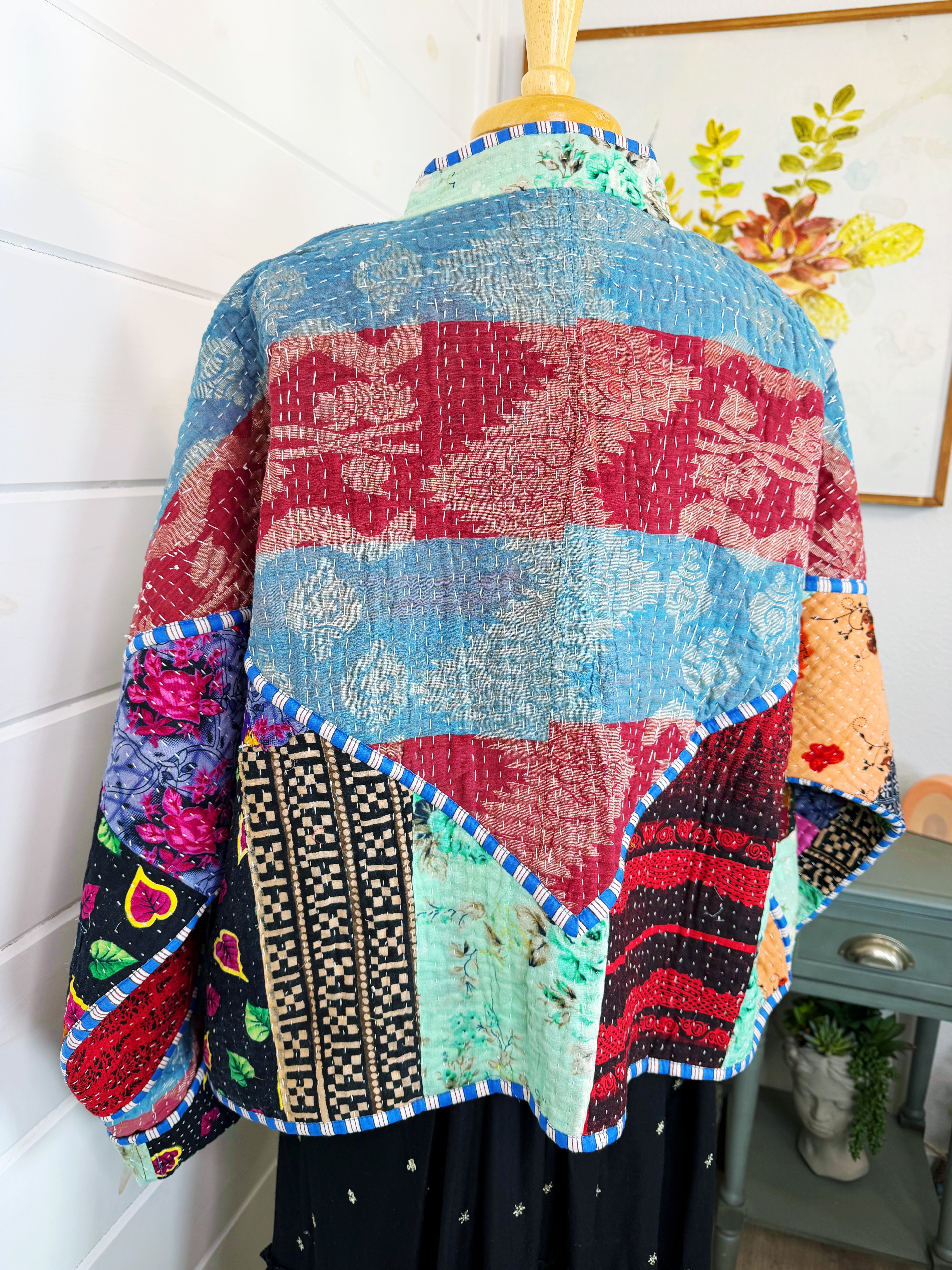 Patchwork Kantha Jacket – Quilted Reversible Blanket Coat