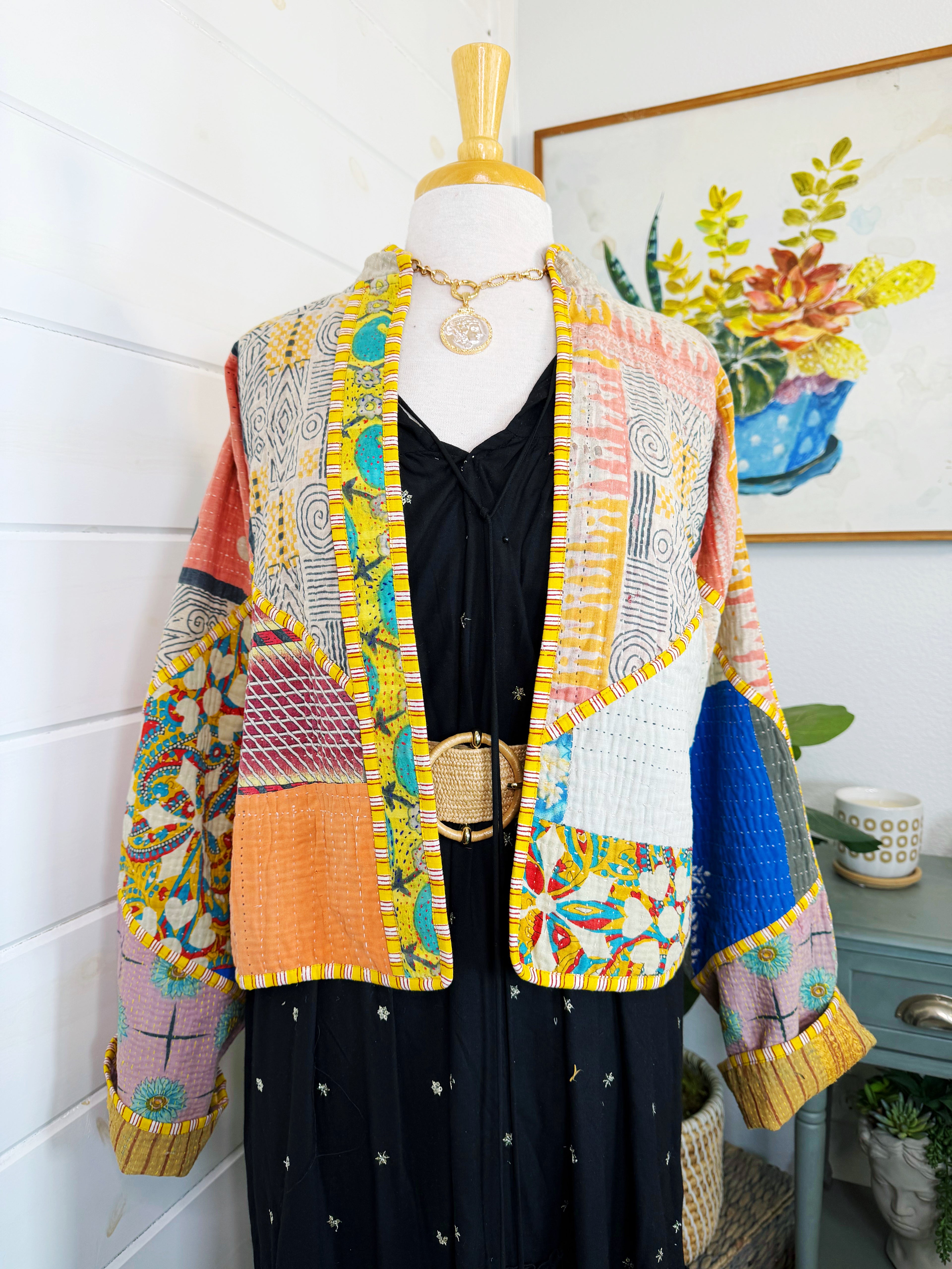 Patchwork Kantha Jacket – Quilted Reversible Blanket Coat