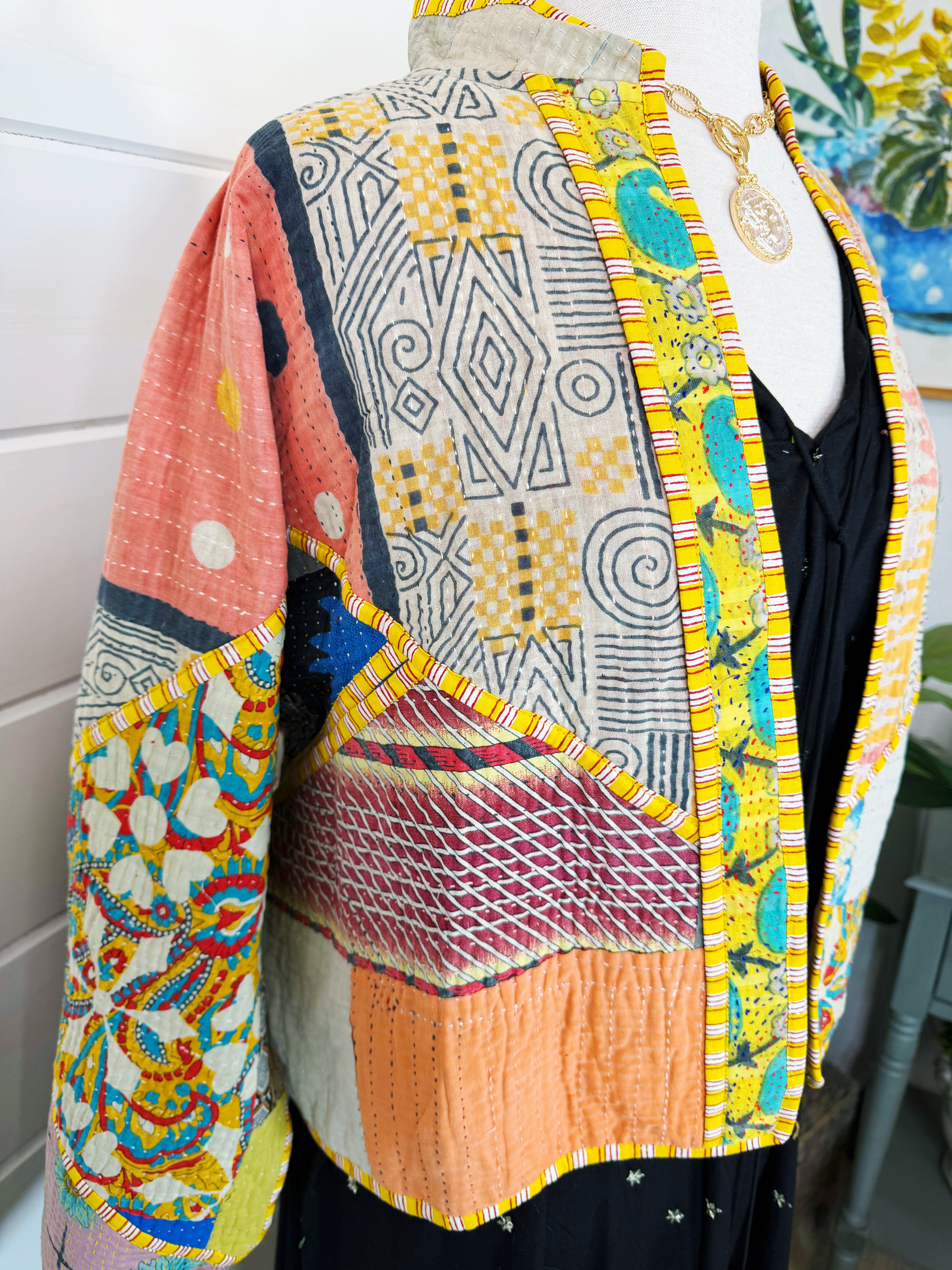 Patchwork Kantha Jacket – Quilted Reversible Blanket Coat