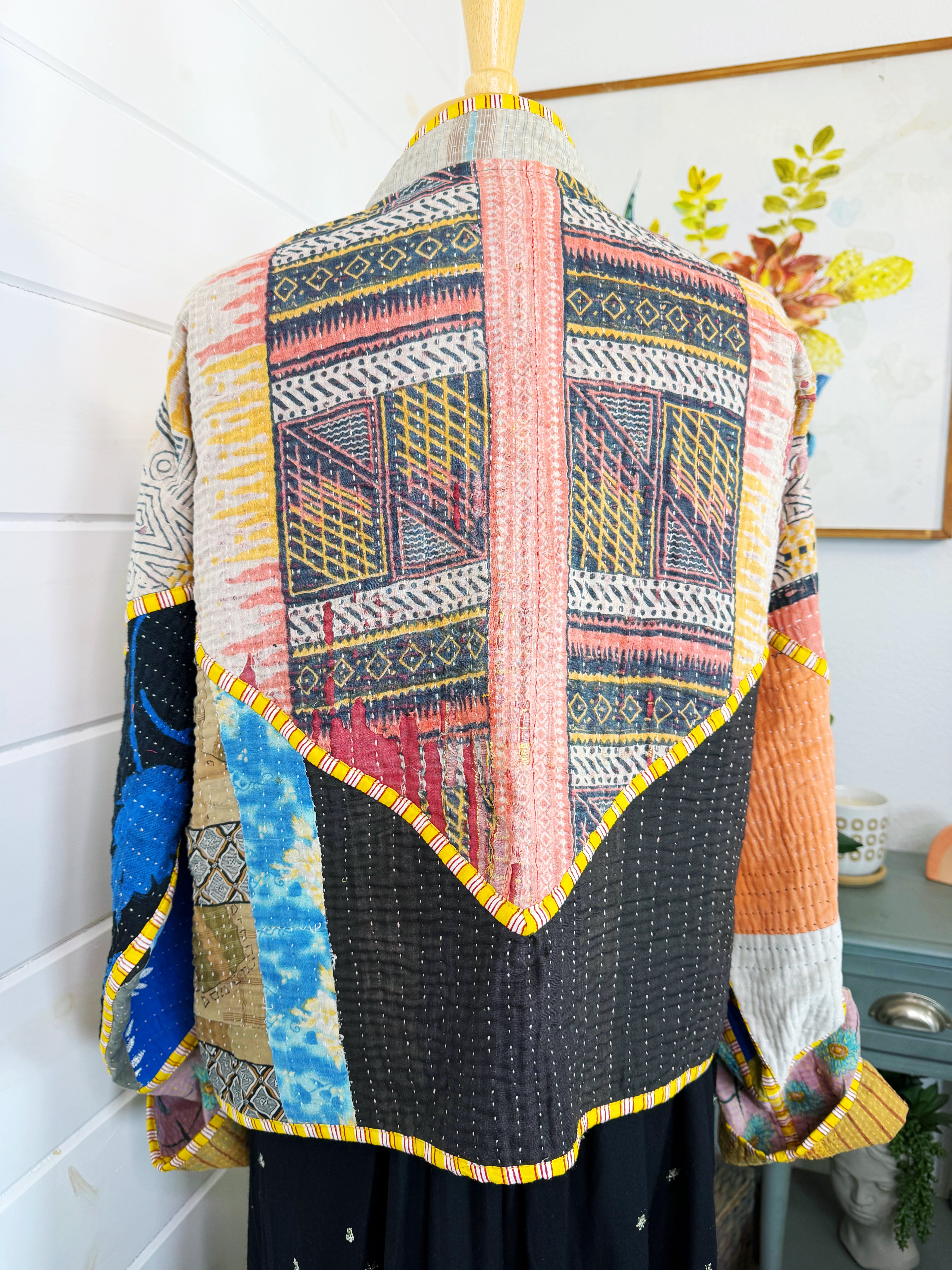 Patchwork Kantha Jacket – Quilted Reversible Blanket Coat