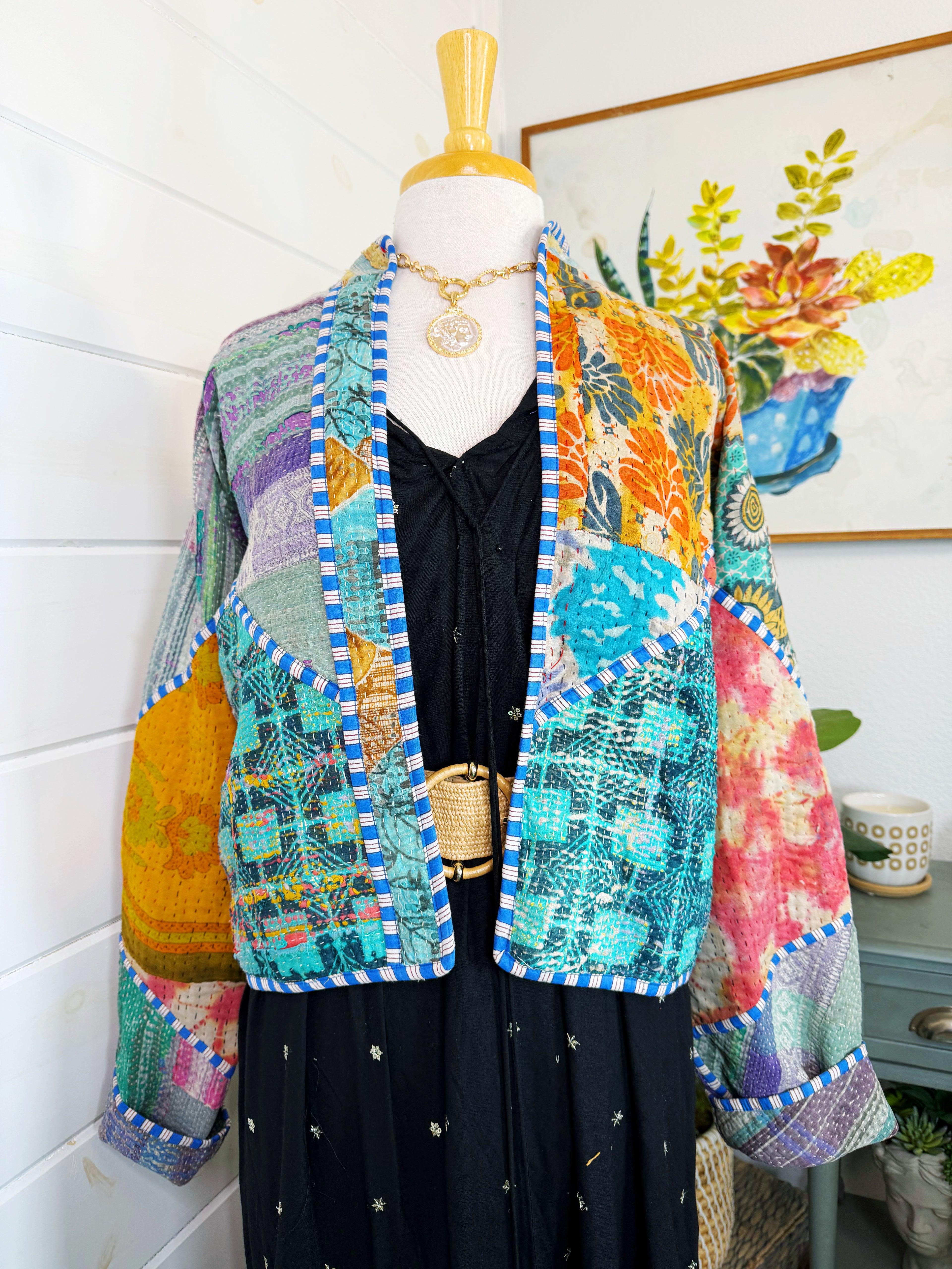 Patchwork Kantha Jacket – Quilted Reversible Blanket Coat
