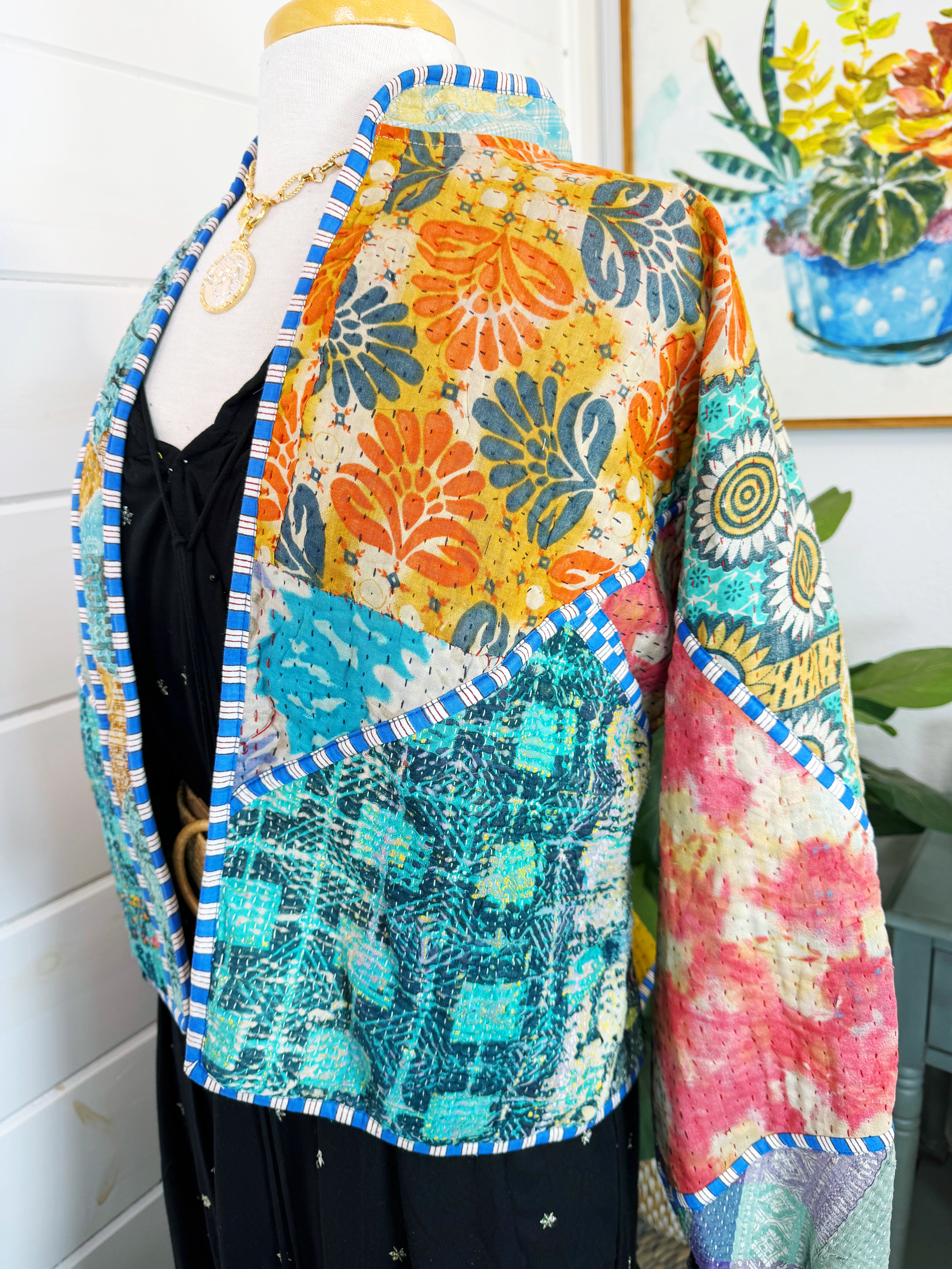 Patchwork Kantha Jacket – Quilted Reversible Blanket Coat