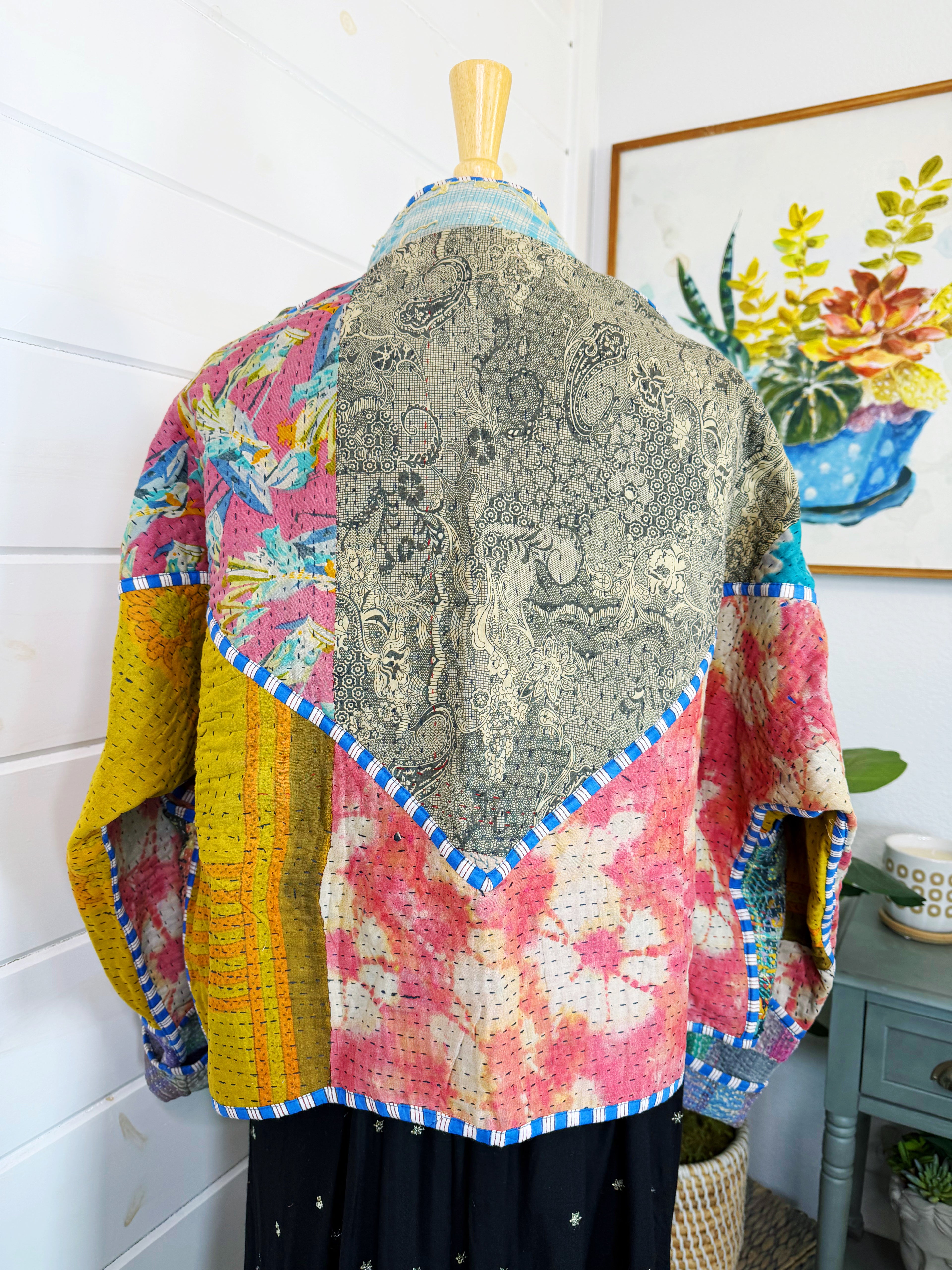Patchwork Kantha Jacket – Quilted Reversible Blanket Coat
