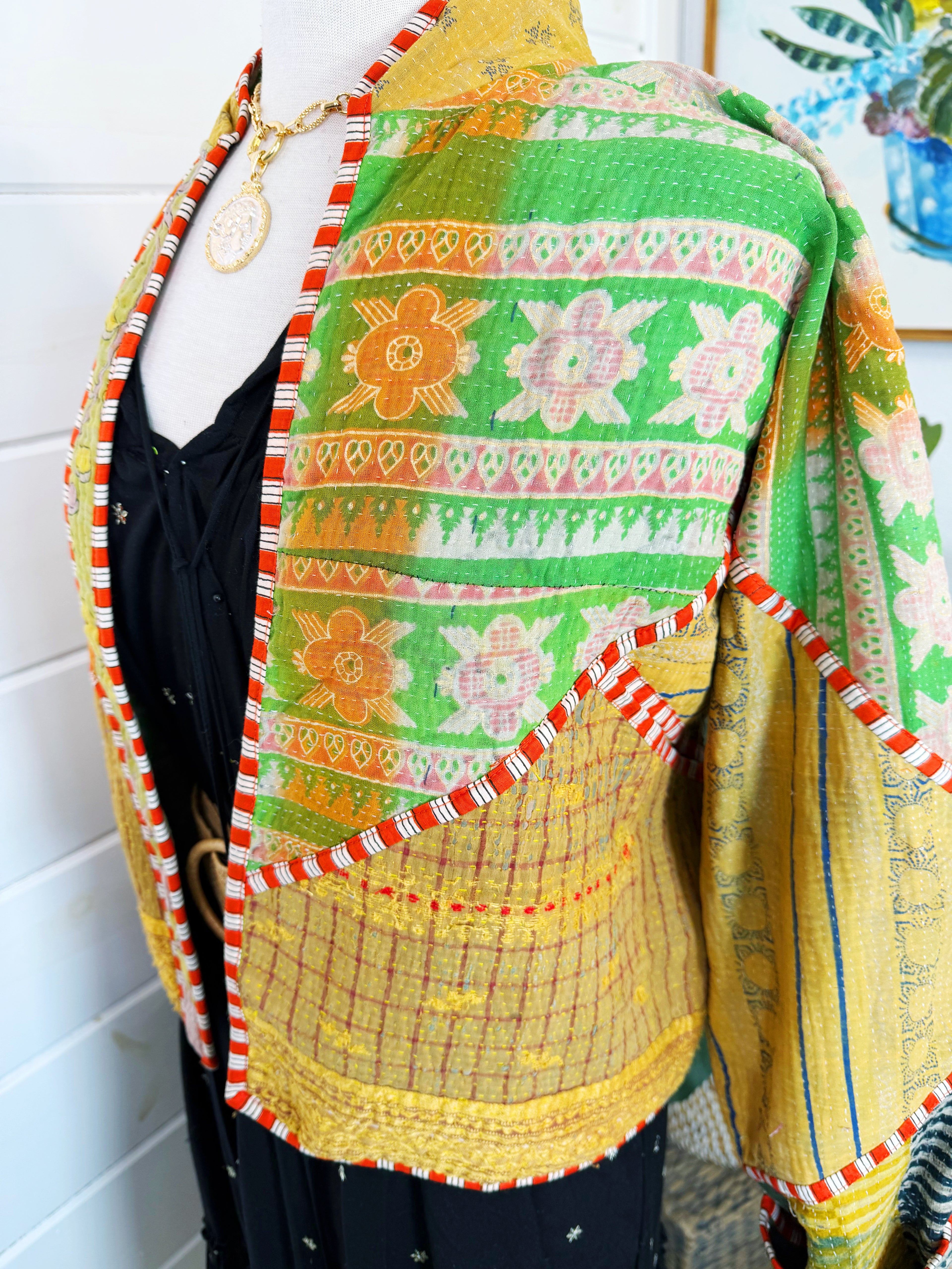 Patchwork Kantha Jacket – Quilted Reversible Blanket Coat