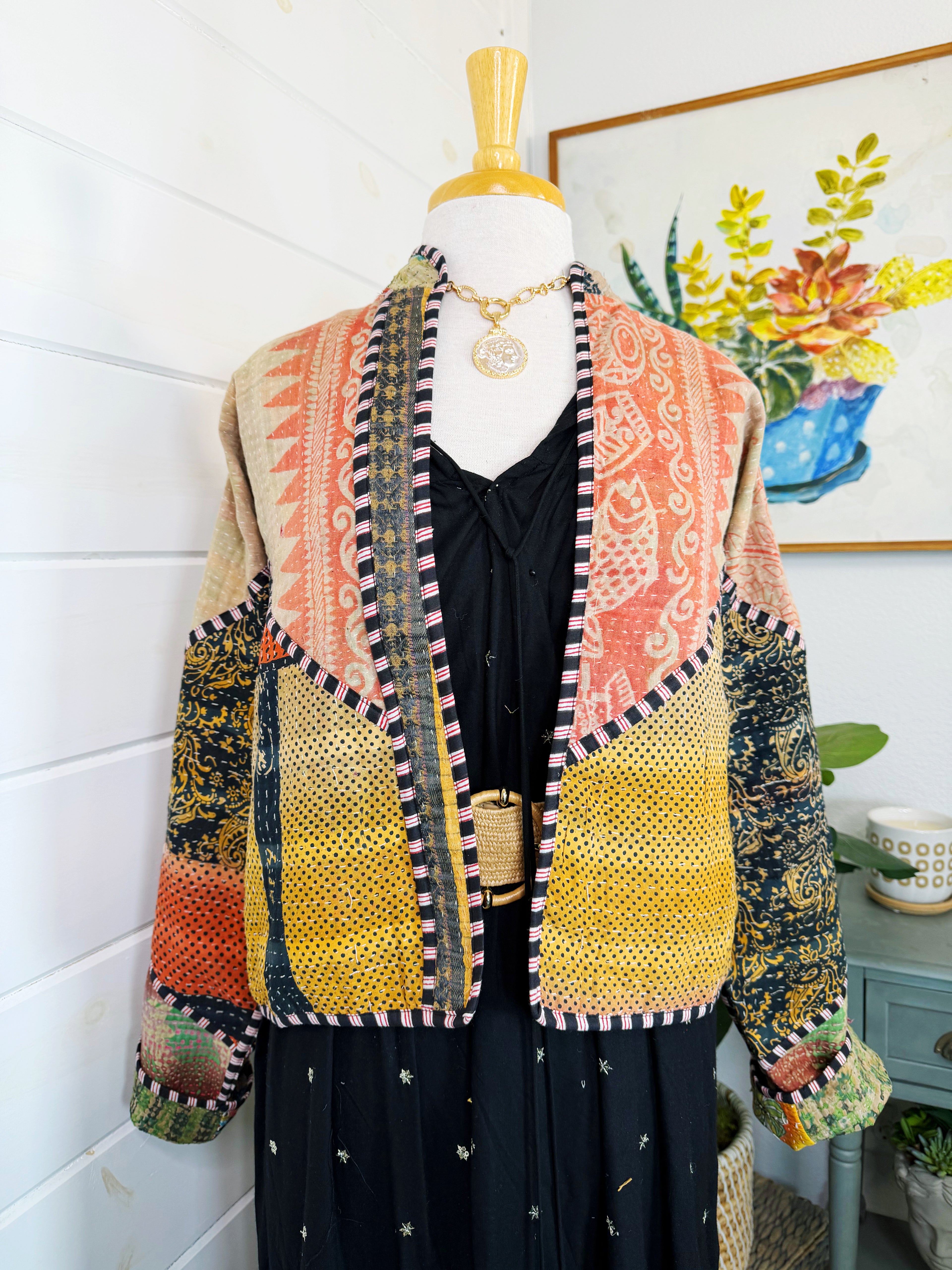 Patchwork Kantha Jacket – Quilted Reversible Blanket Coat