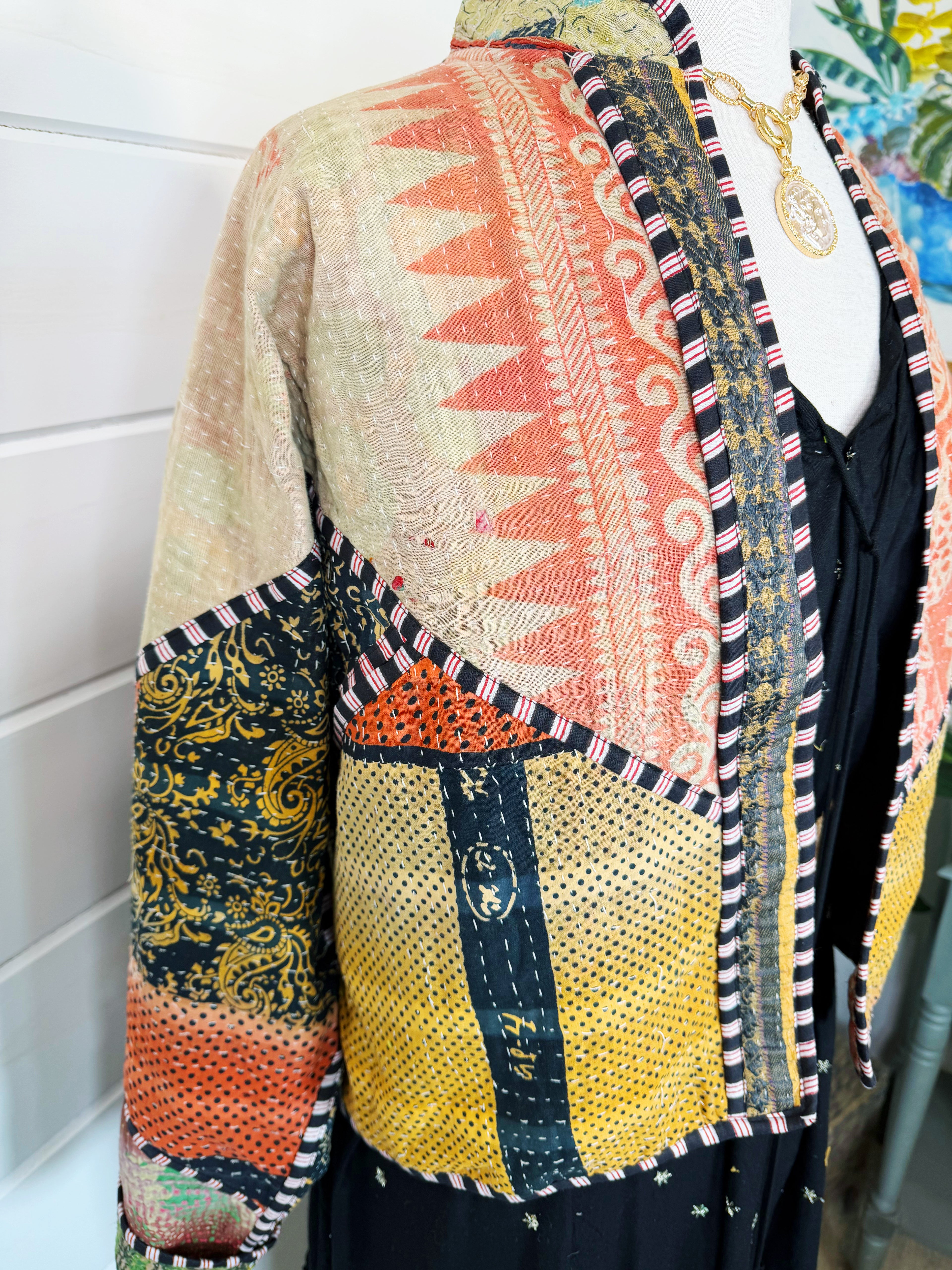 Patchwork Kantha Jacket – Quilted Reversible Blanket Coat