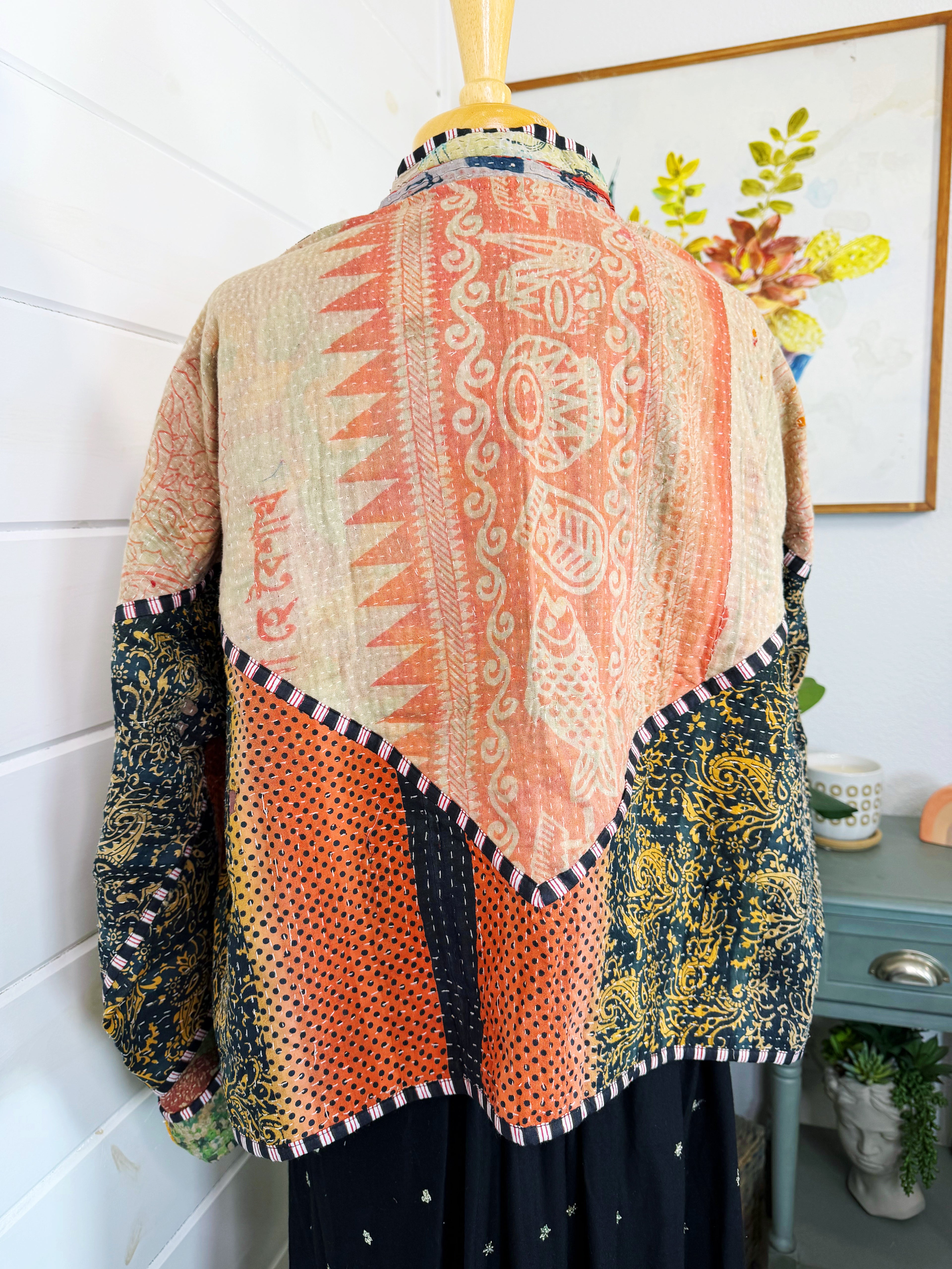 Patchwork Kantha Jacket – Quilted Reversible Blanket Coat