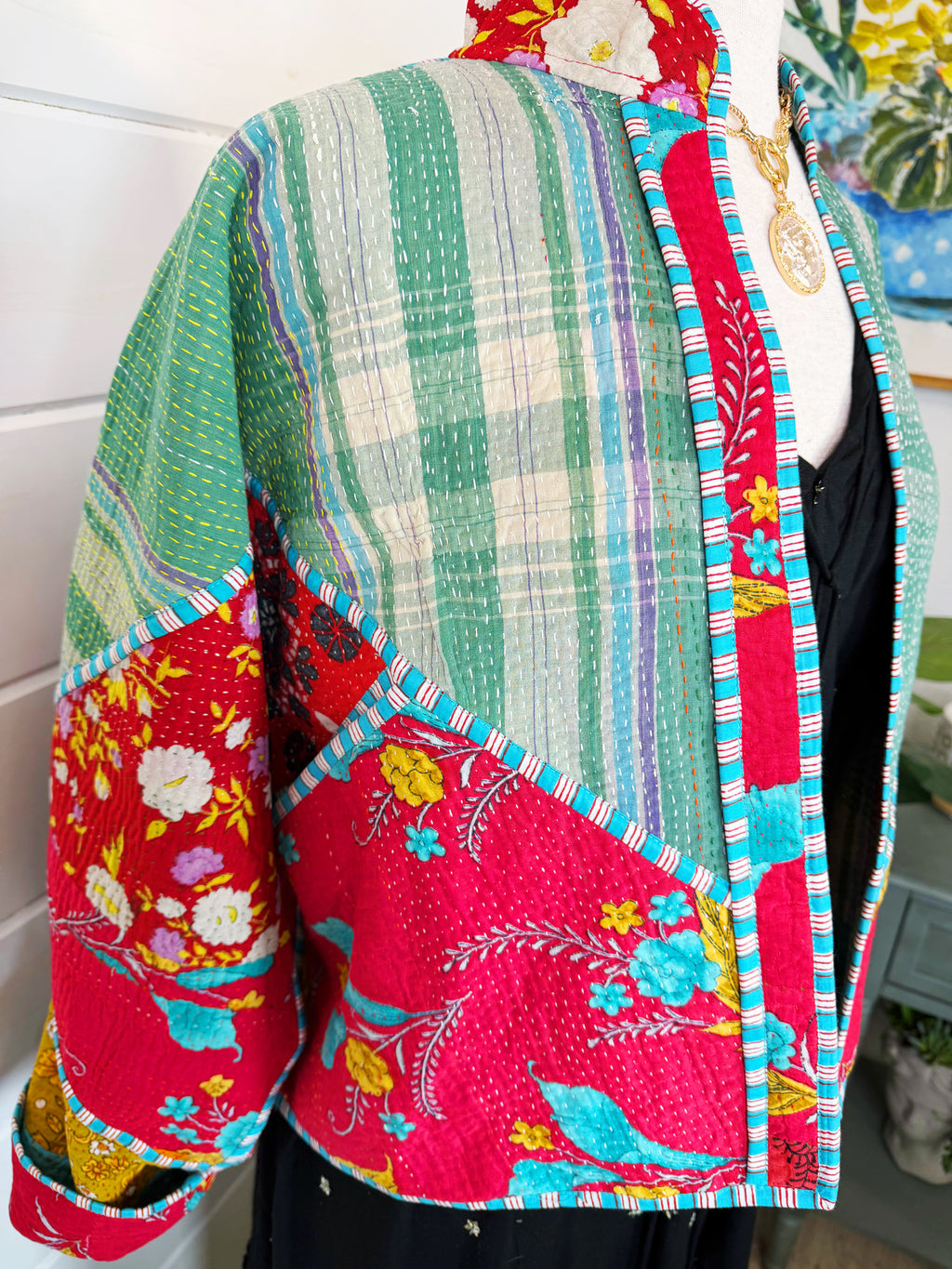 Patchwork Kantha Jacket – Quilted Reversible Blanket Coat