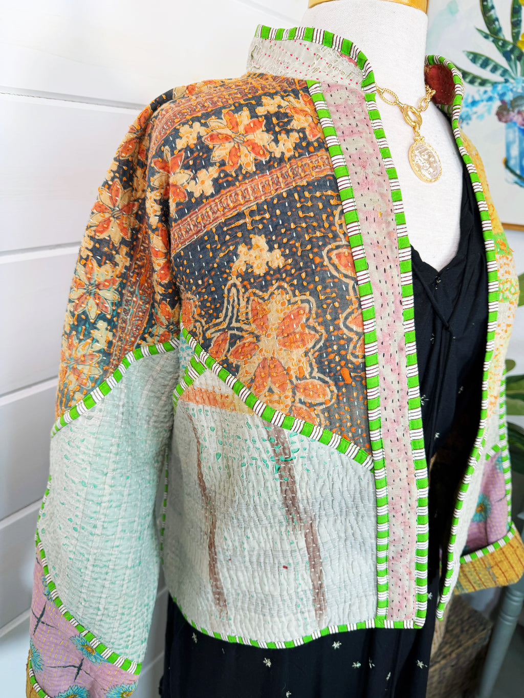 Patchwork Kantha Jacket – Quilted Reversible Blanket Coat