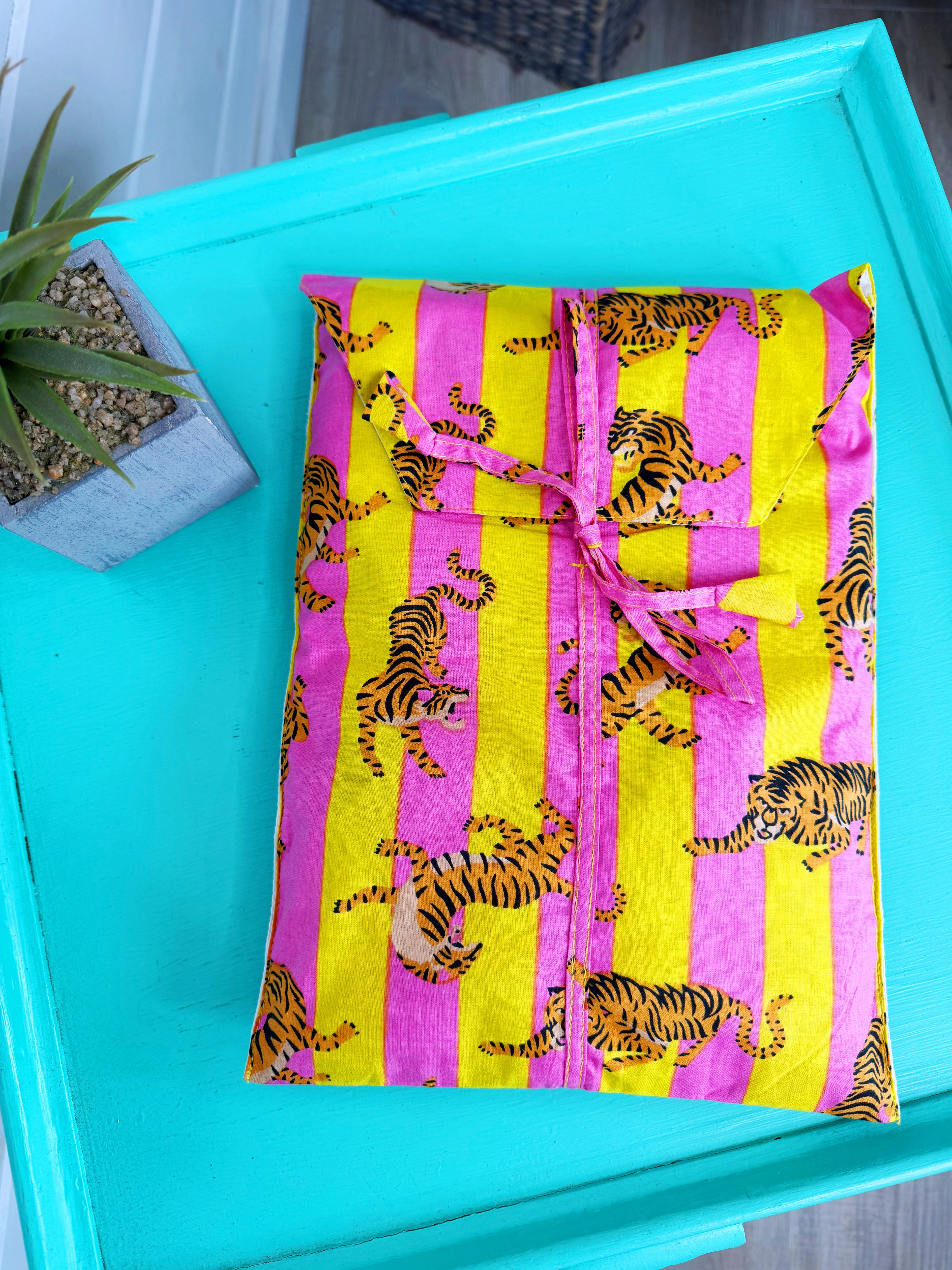 Women's Cotton Pajama Set - Lemonade Tiger Print