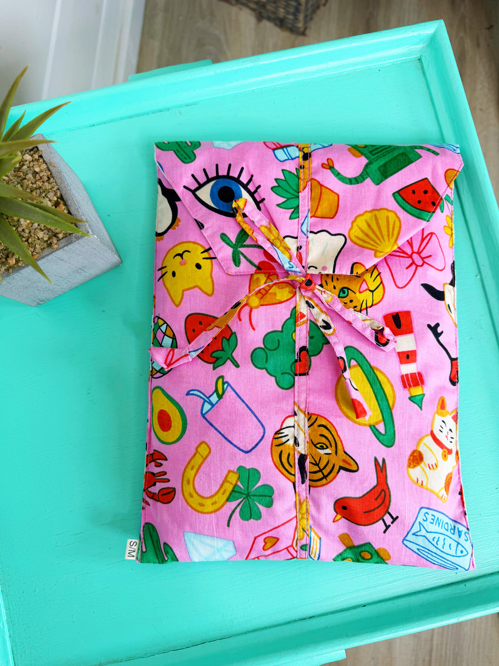 Women's Cotton Pajama Set - Pink Lucky Vibes Print