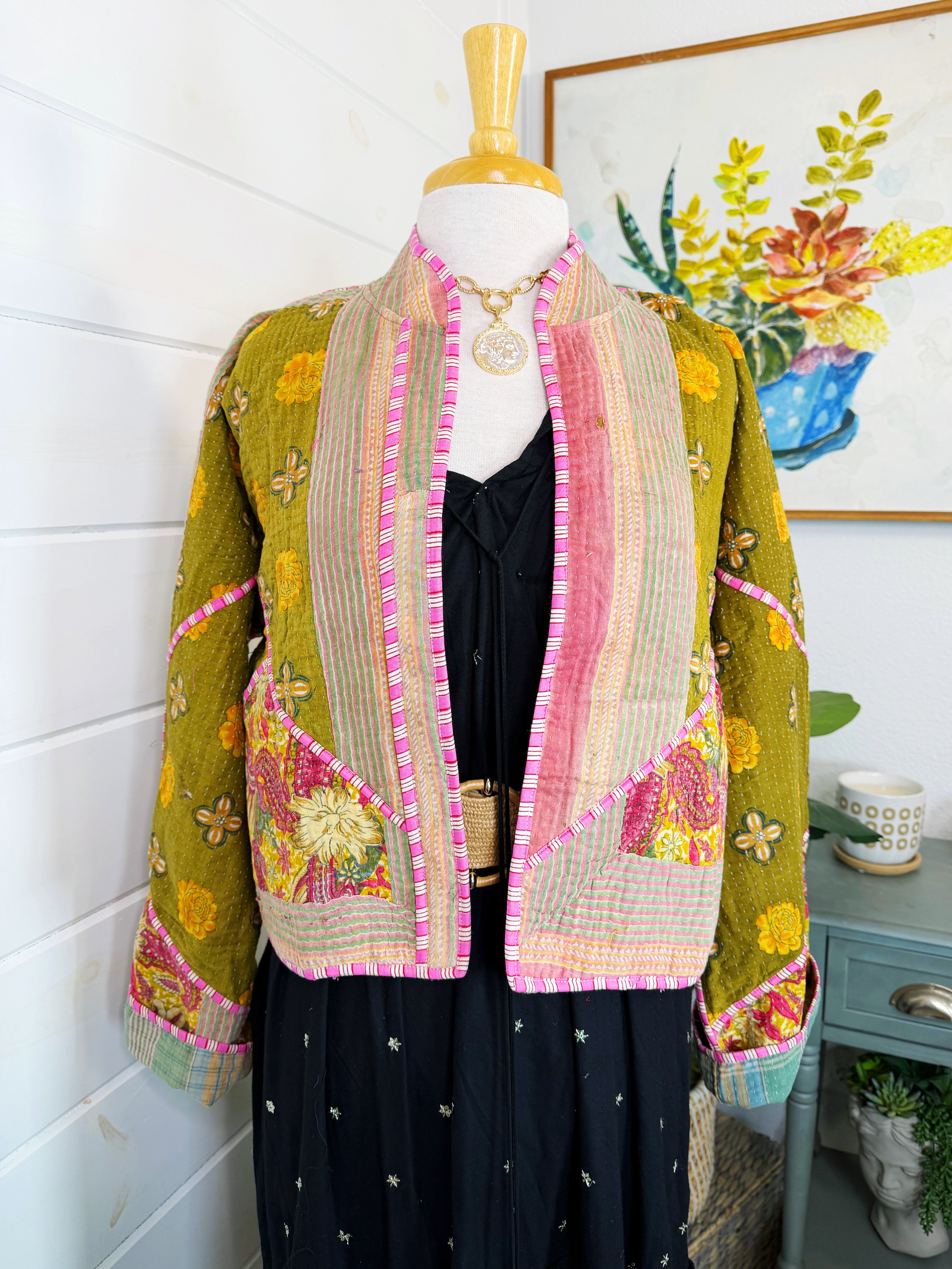 Patchwork Kantha Jacket – Quilted Reversible Blanket Coat