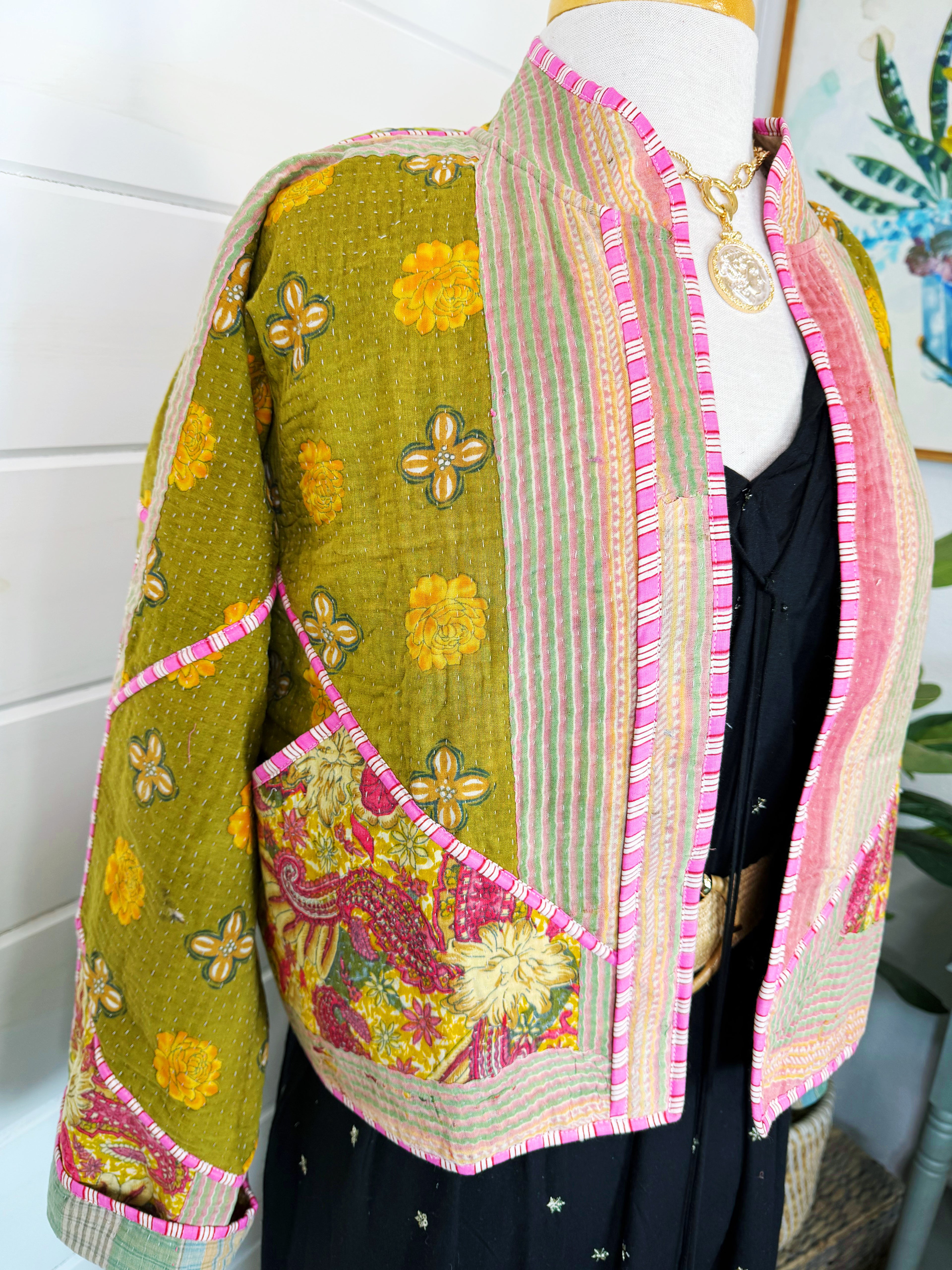 Patchwork Kantha Jacket – Quilted Reversible Blanket Coat