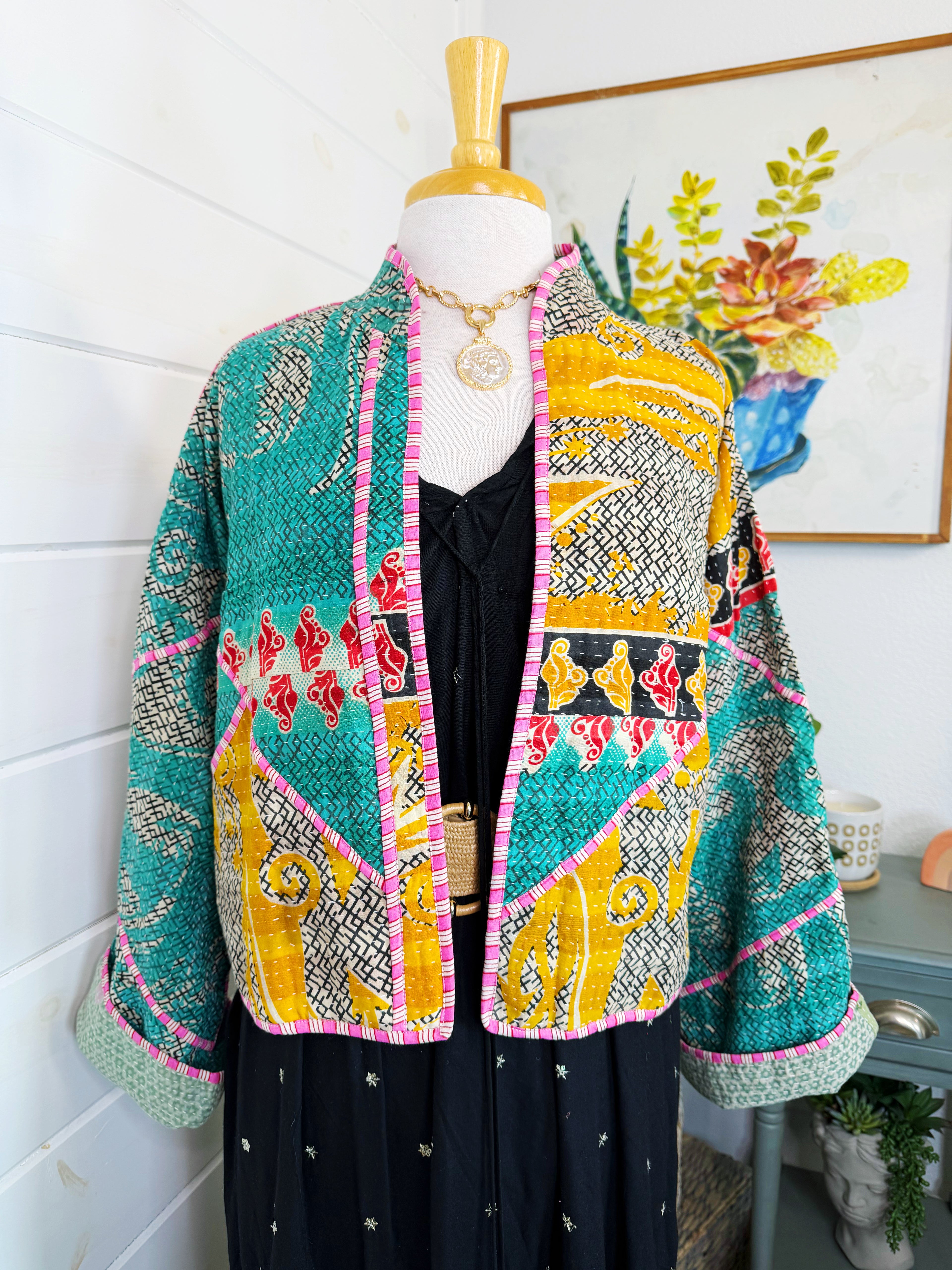 Patchwork Kantha Jacket – Quilted Reversible Blanket Coat