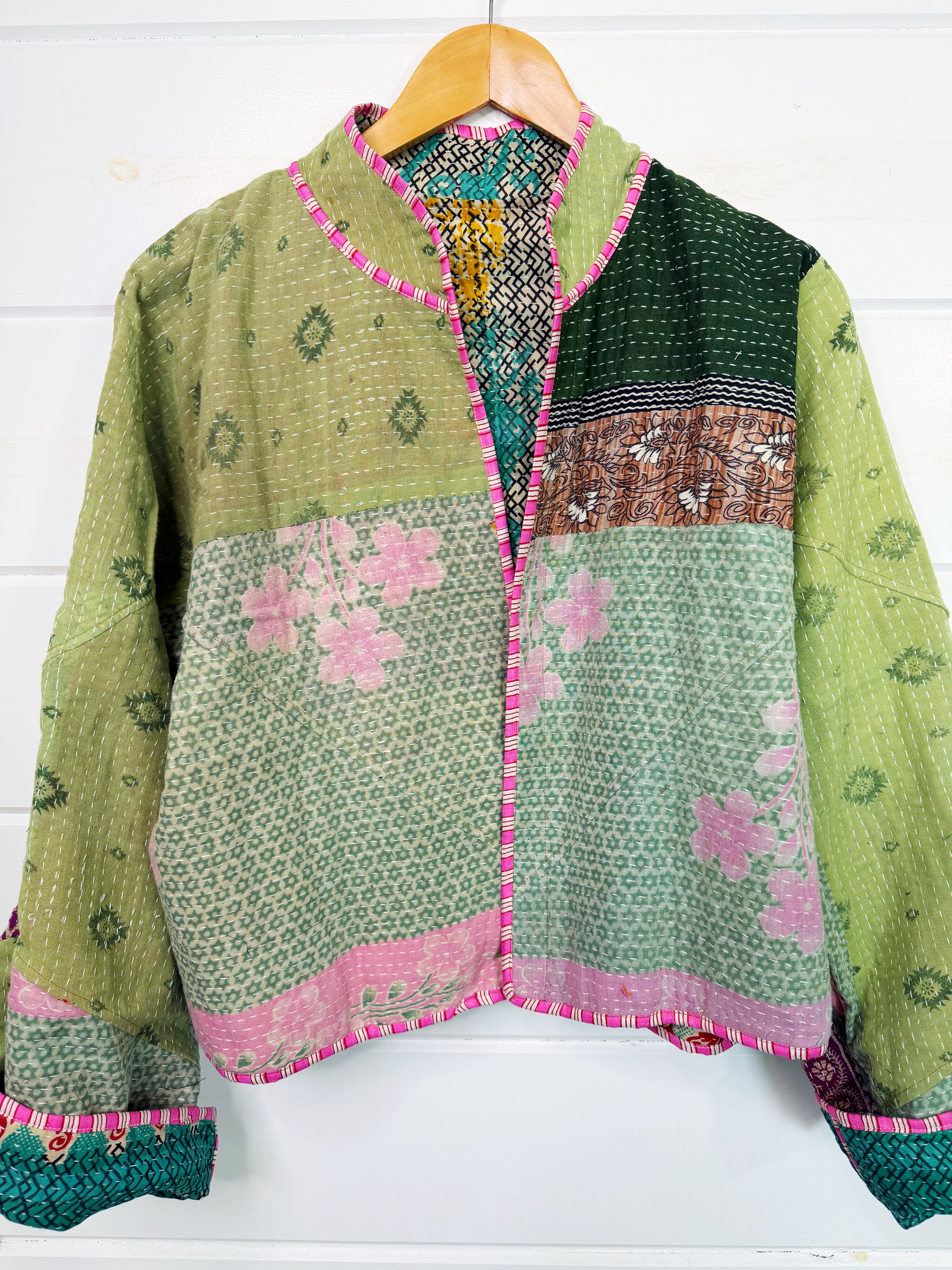 Patchwork Kantha Jacket – Quilted Reversible Blanket Coat