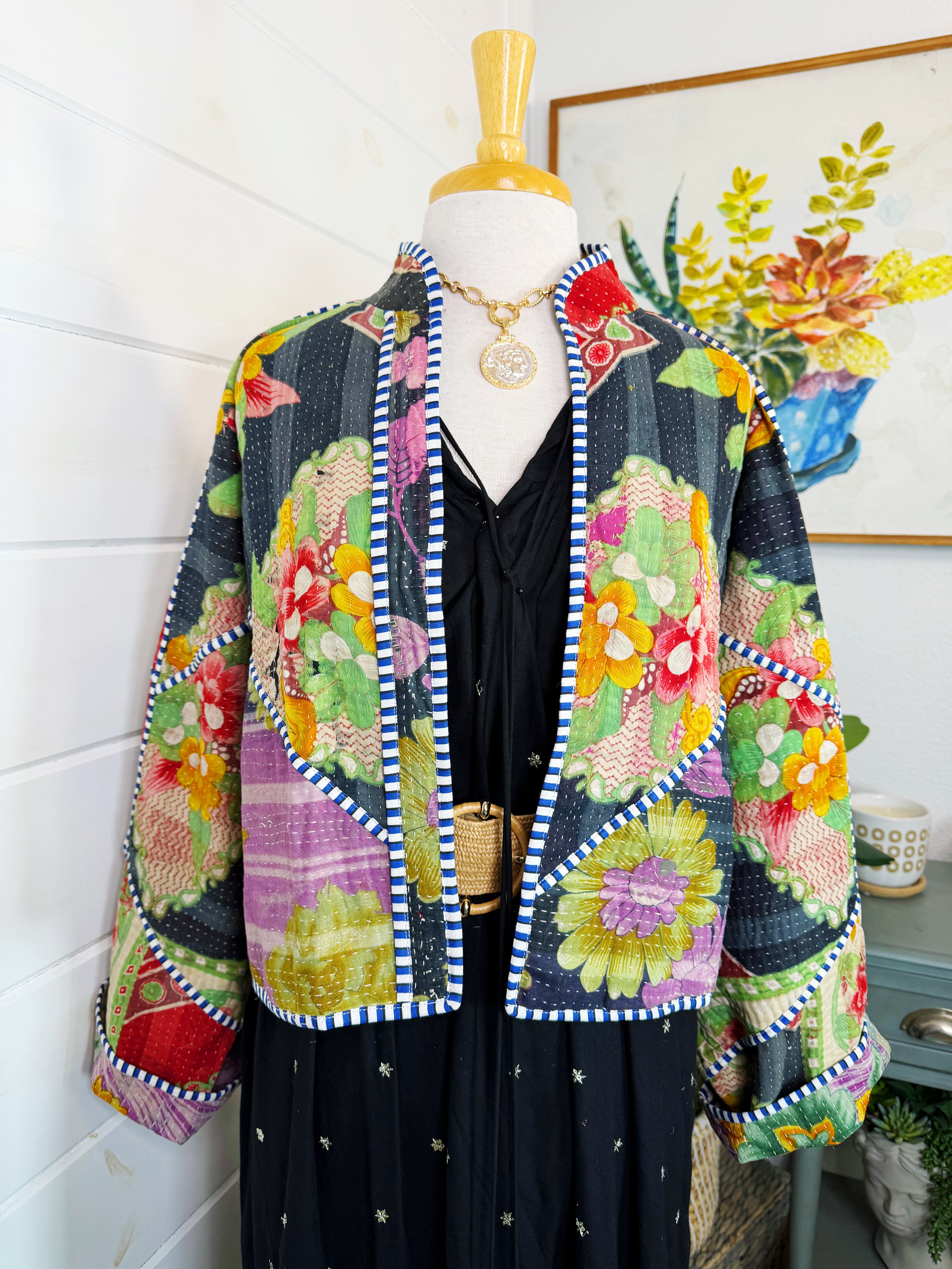 Patchwork Kantha Jacket – Quilted Reversible Blanket Coat
