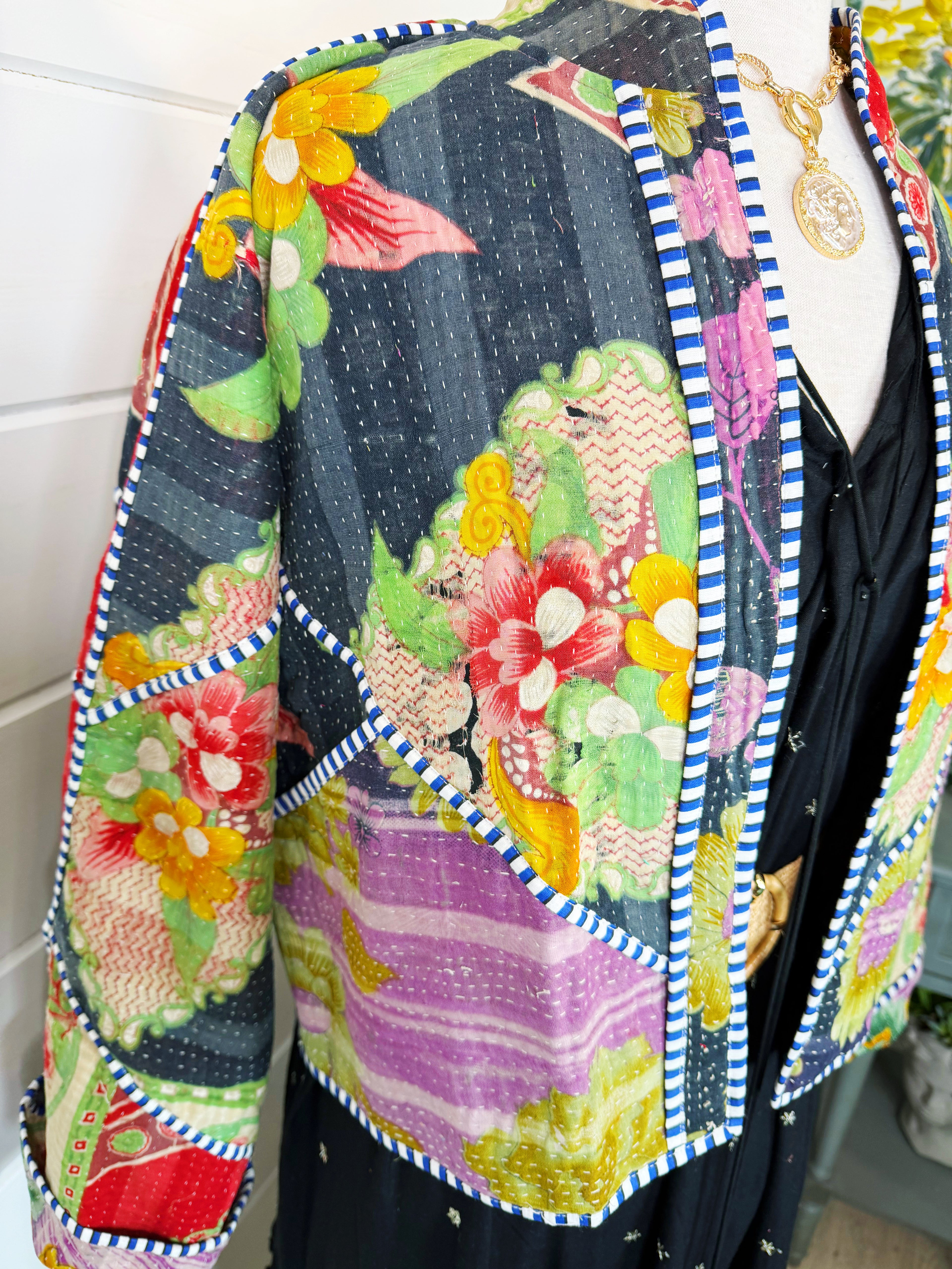Patchwork Kantha Jacket – Quilted Reversible Blanket Coat