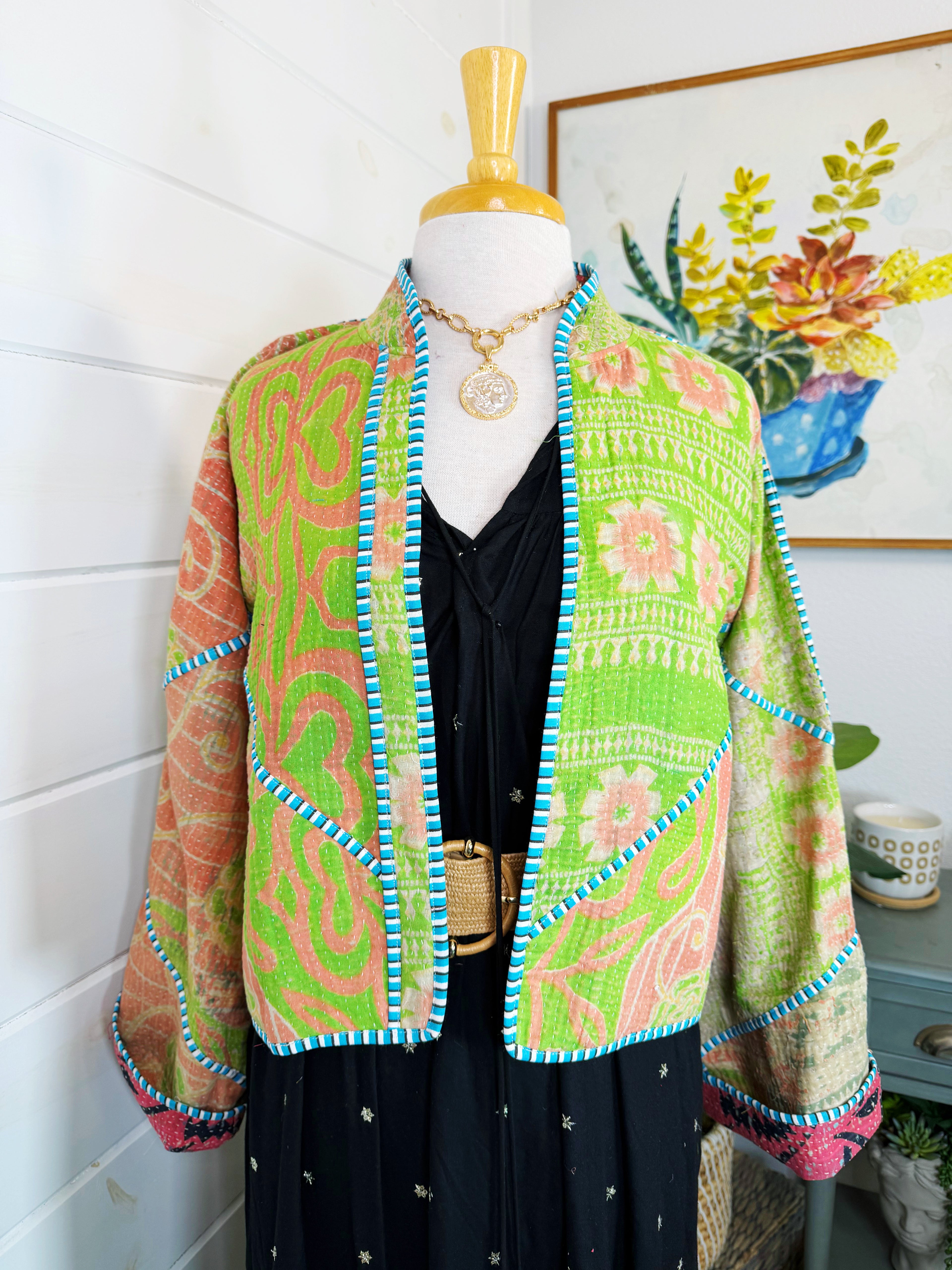 Patchwork Kantha Jacket – Quilted Reversible Blanket Coat