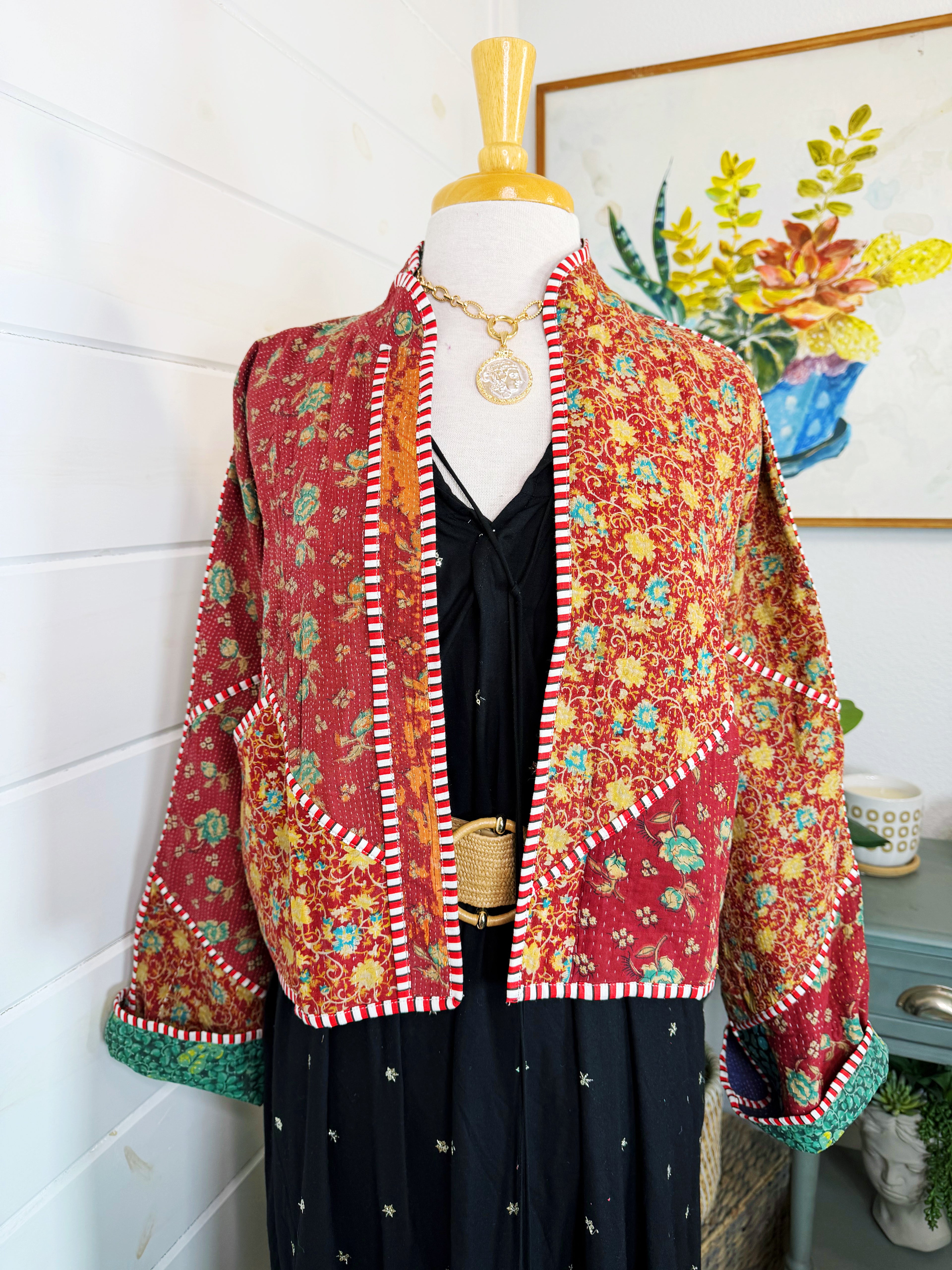 Patchwork Kantha Jacket – Quilted Reversible Blanket Coat