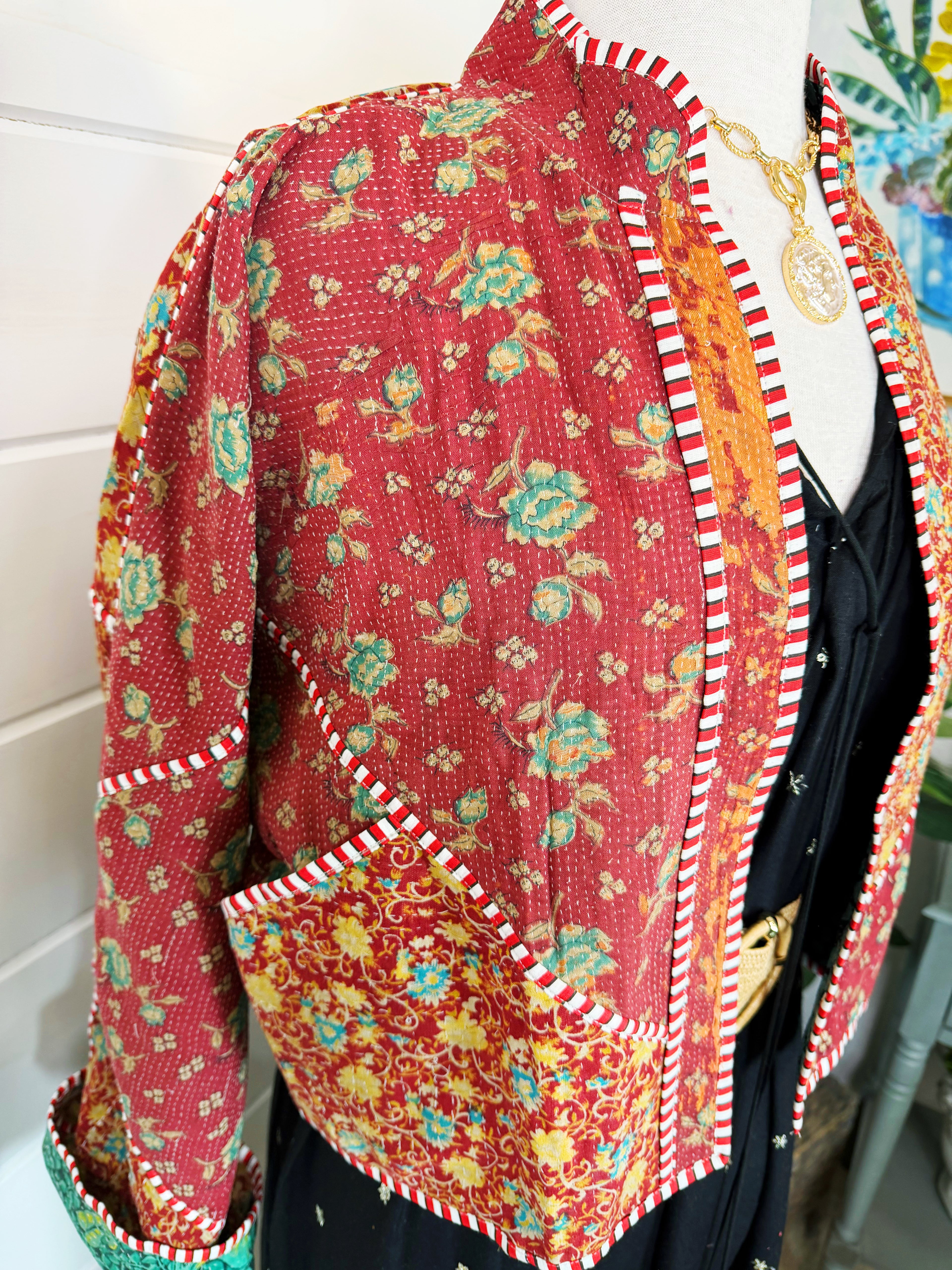 Patchwork Kantha Jacket – Quilted Reversible Blanket Coat