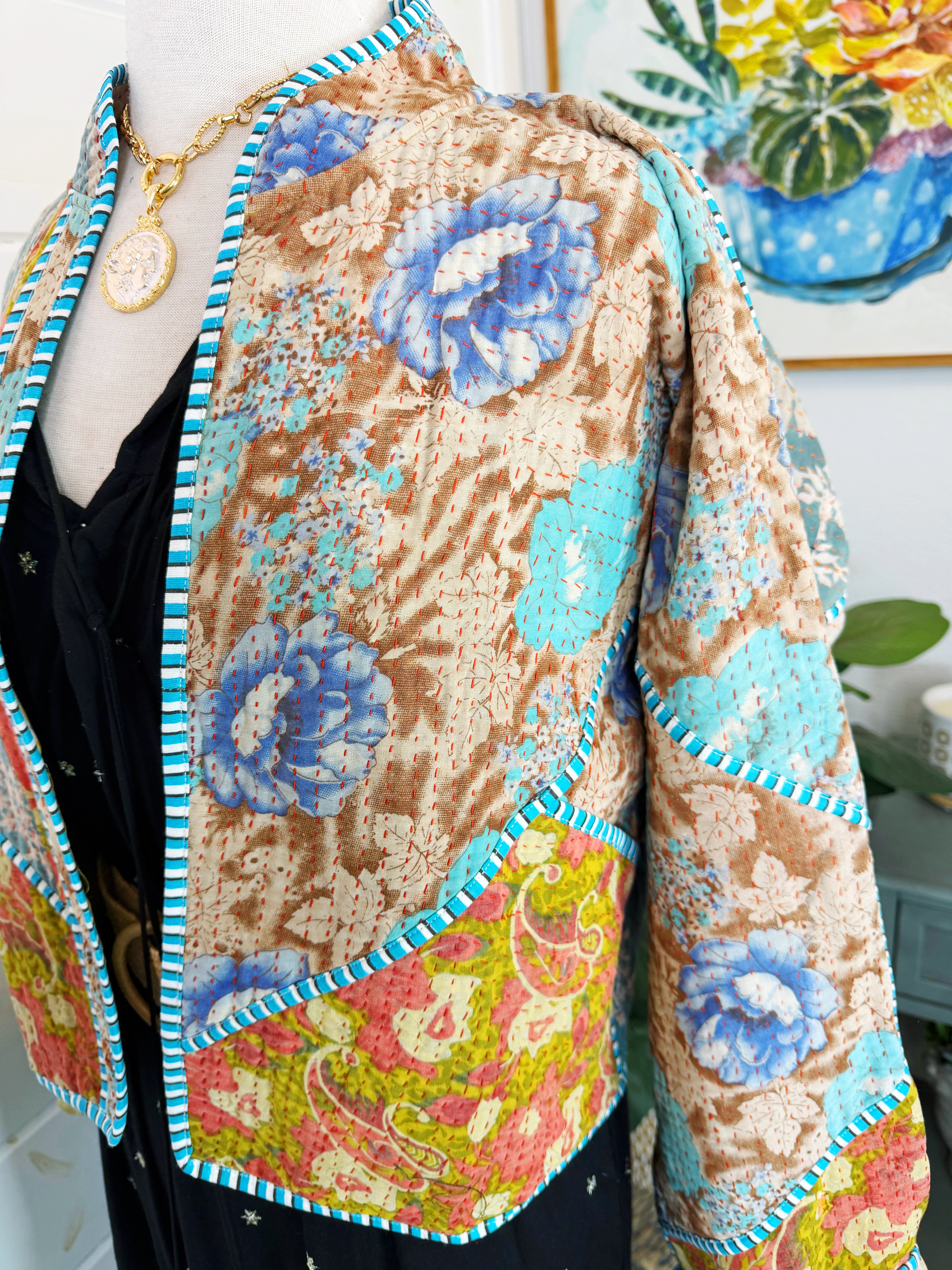 Patchwork Kantha Jacket – Quilted Reversible Blanket Coat