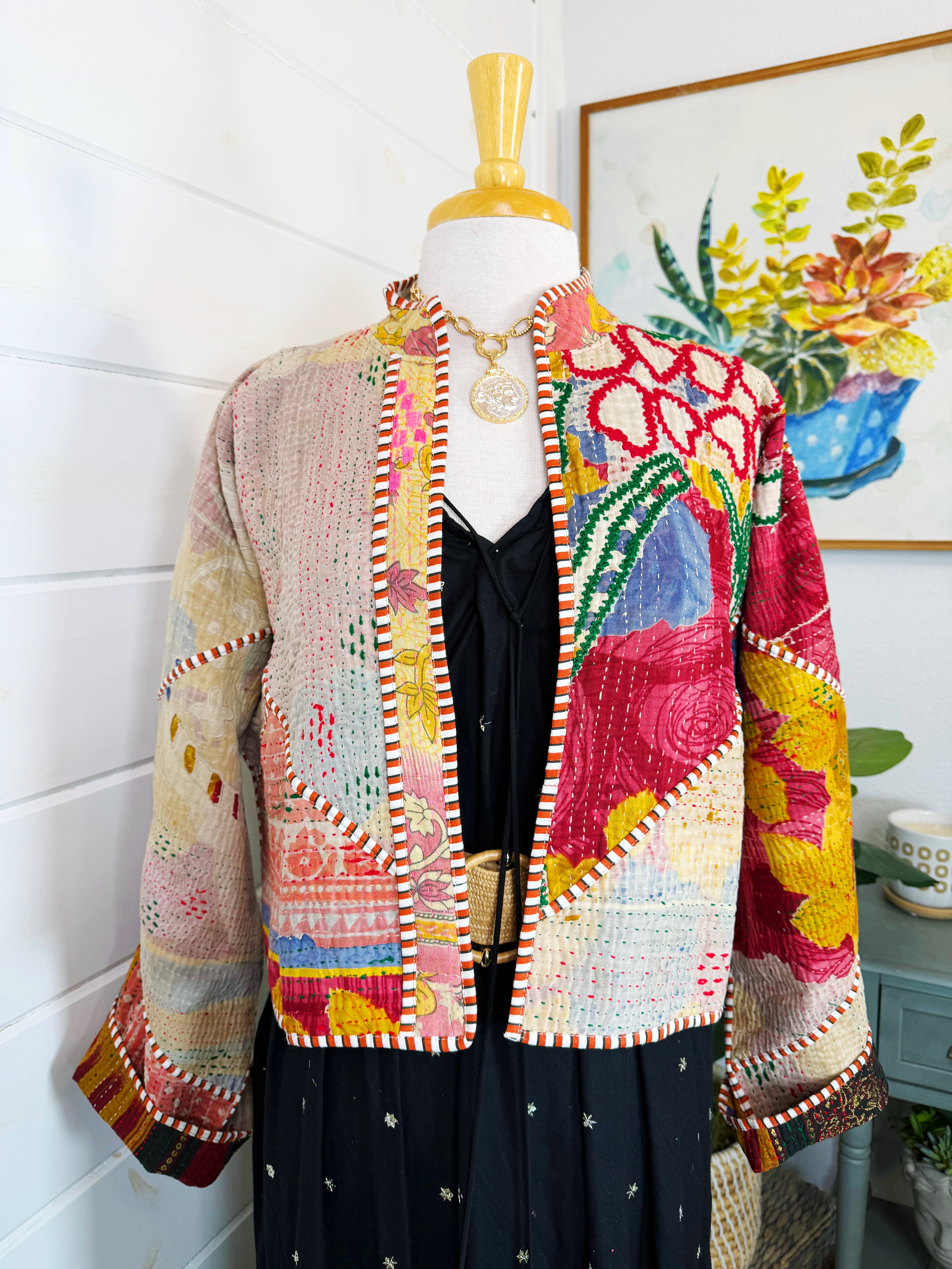 Patchwork Kantha Jacket – Quilted Reversible Blanket Coat