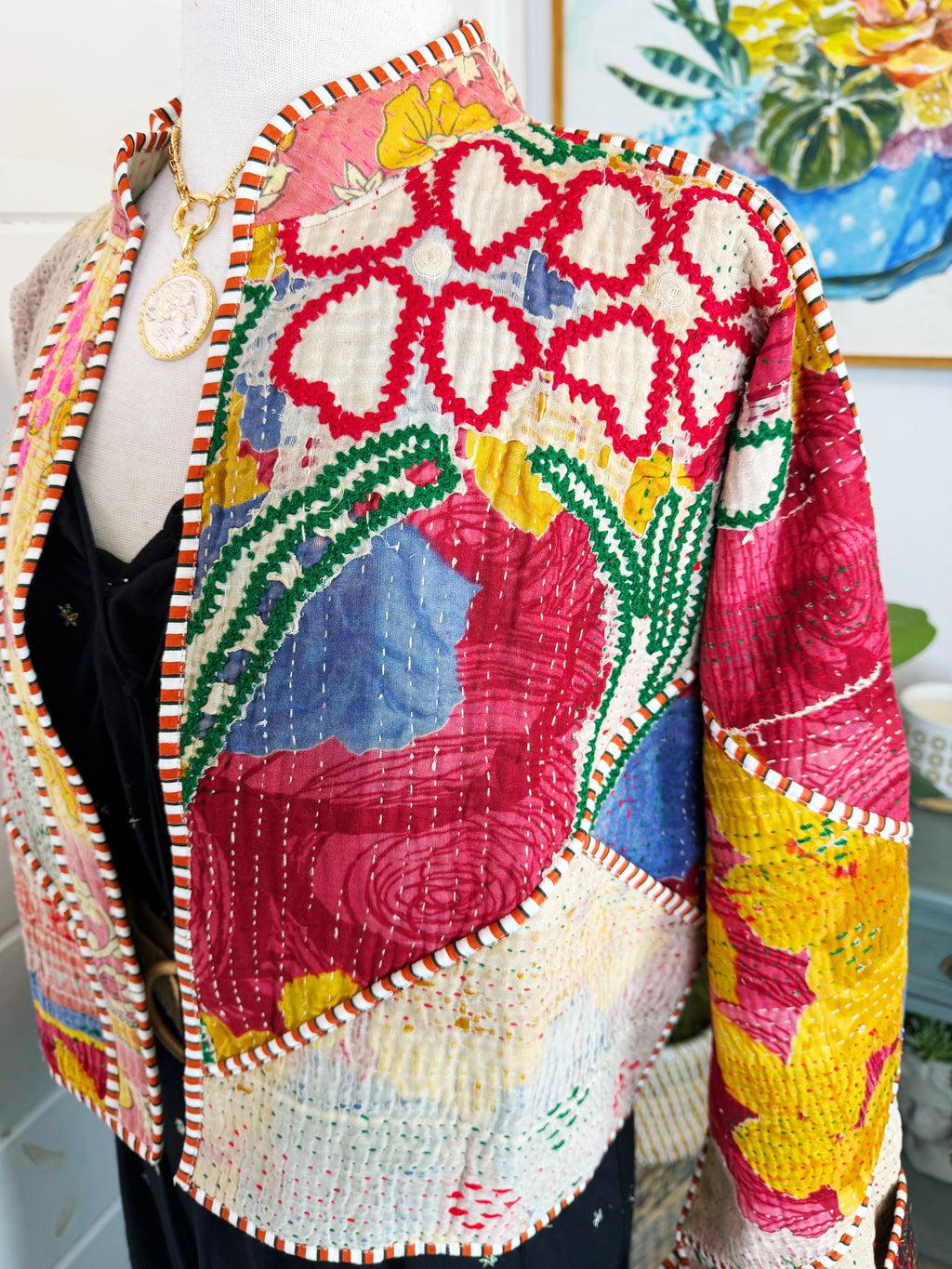 Patchwork Kantha Jacket – Quilted Reversible Blanket Coat