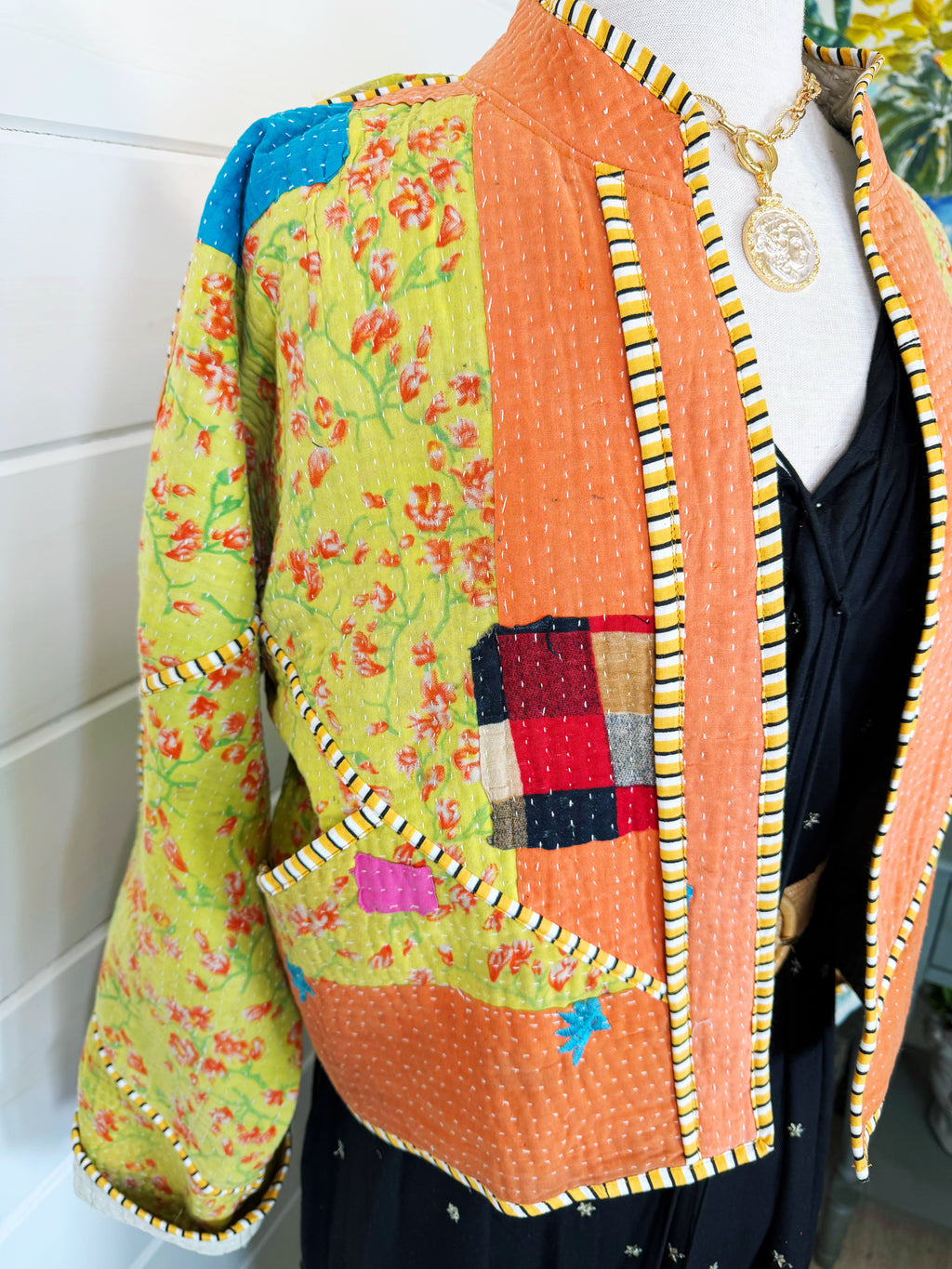 Patchwork Kantha Jacket – Quilted Reversible Blanket Coat