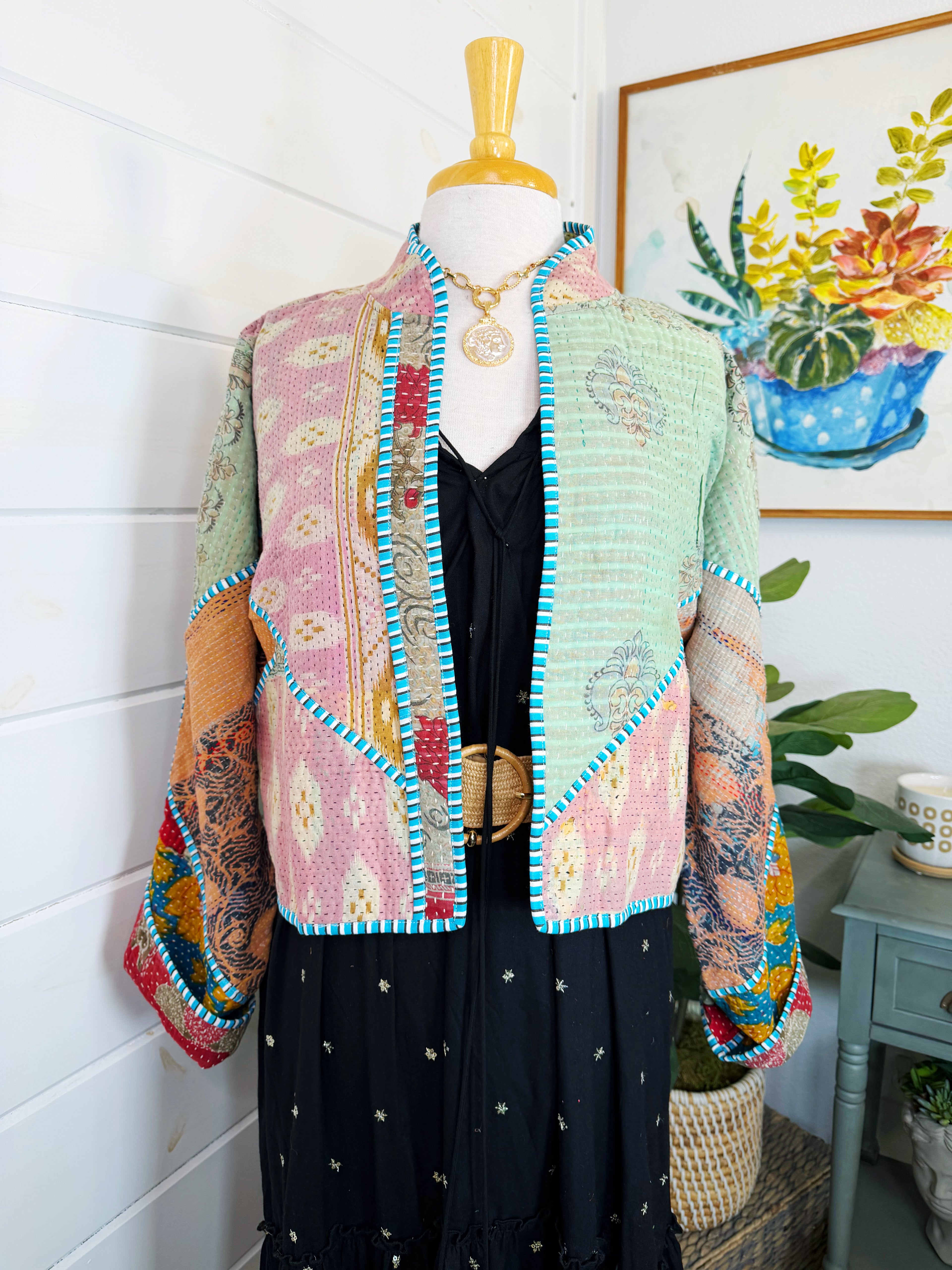 Patchwork Kantha Jacket – Quilted Reversible Blanket Coat