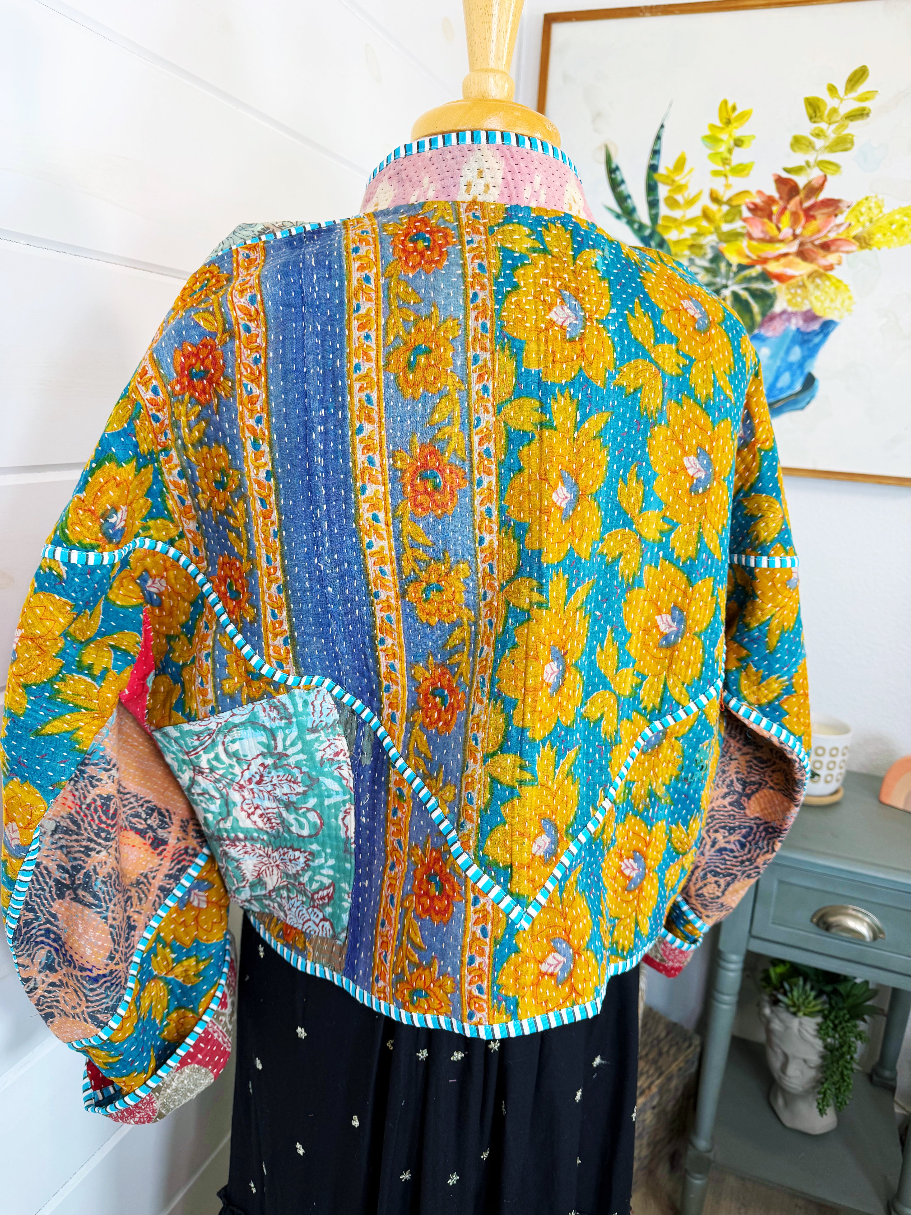 Patchwork Kantha Jacket – Quilted Reversible Blanket Coat