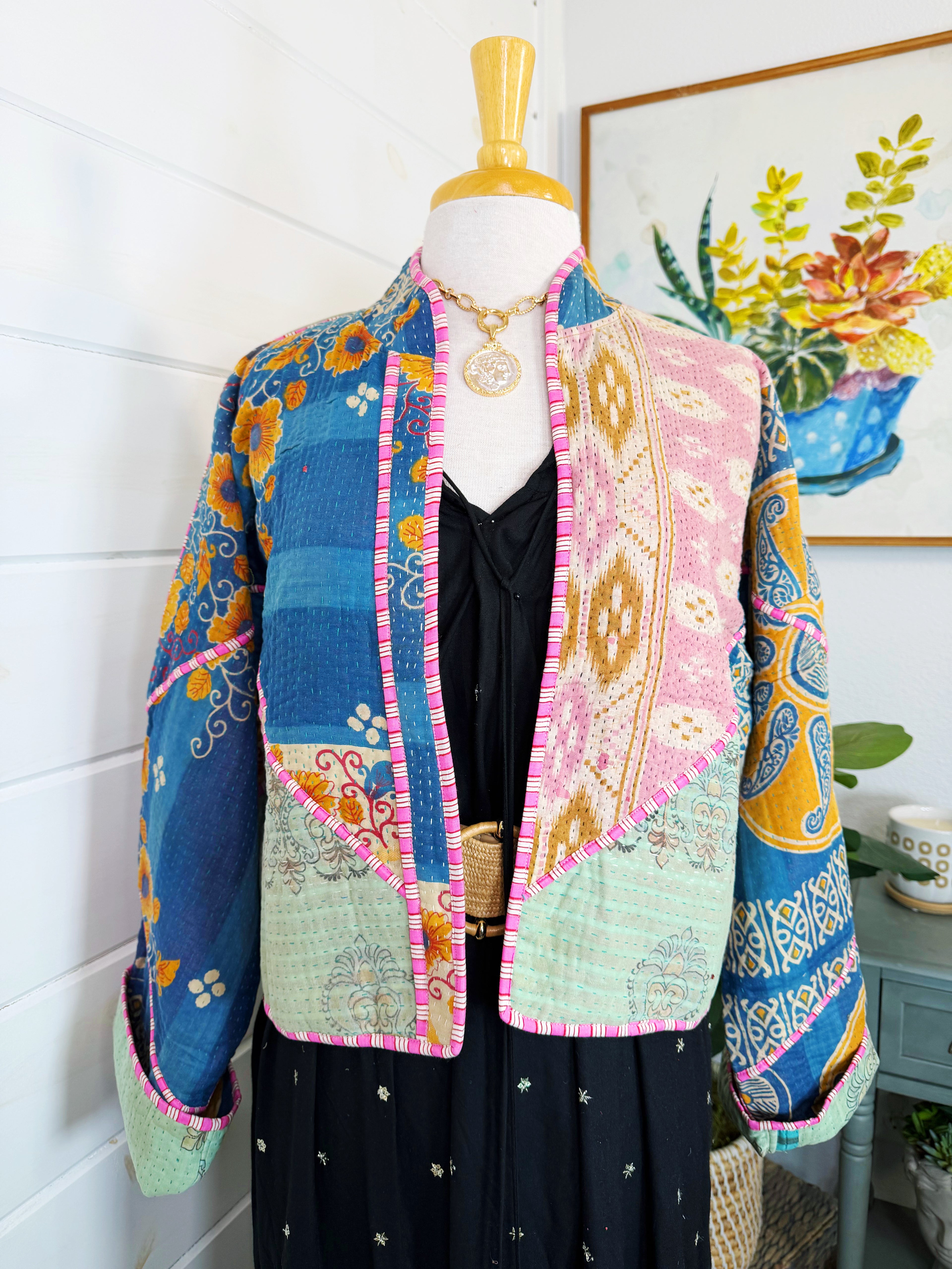 Patchwork Kantha Jacket – Quilted Reversible Blanket Coat
