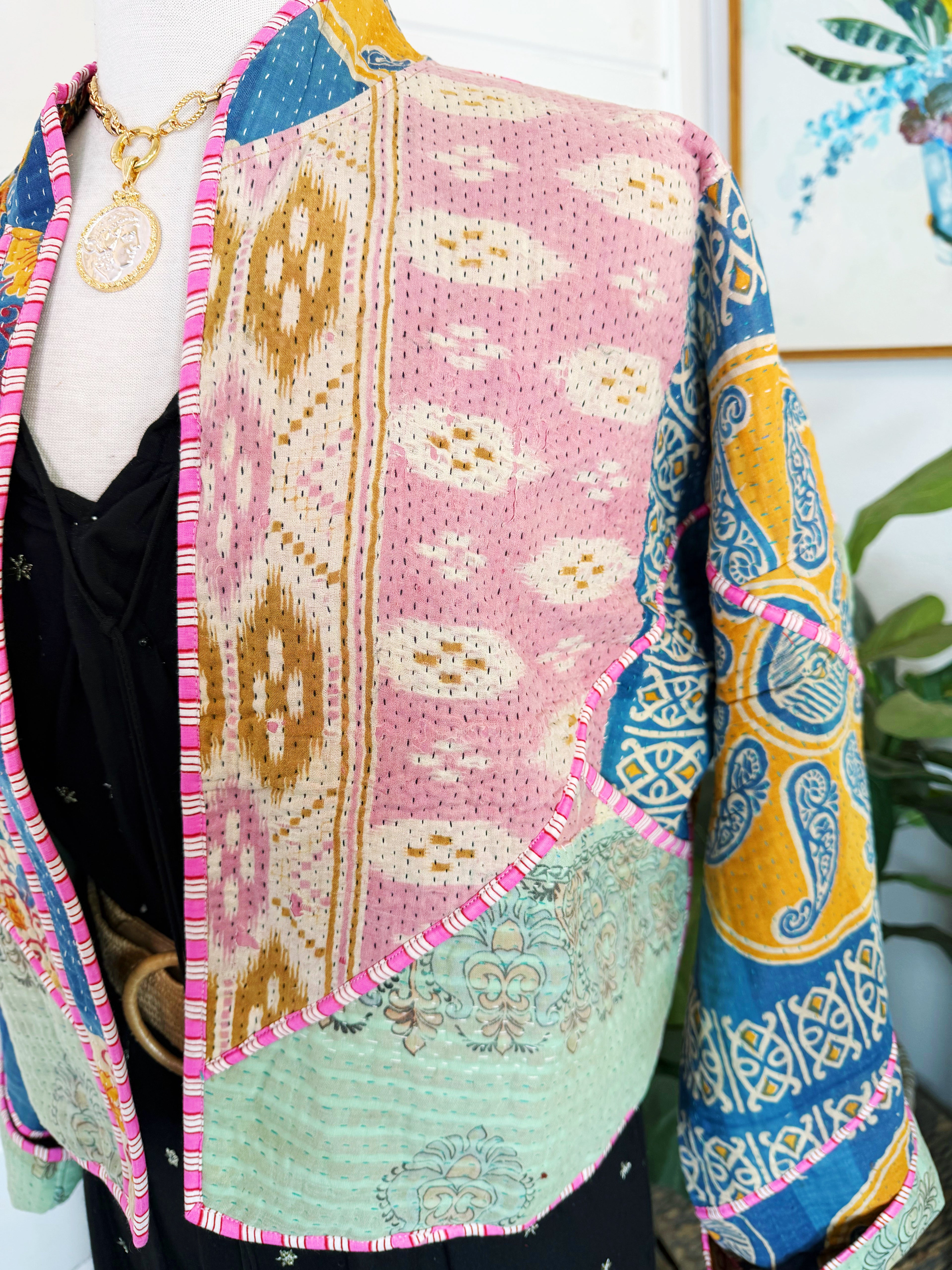 Patchwork Kantha Jacket – Quilted Reversible Blanket Coat