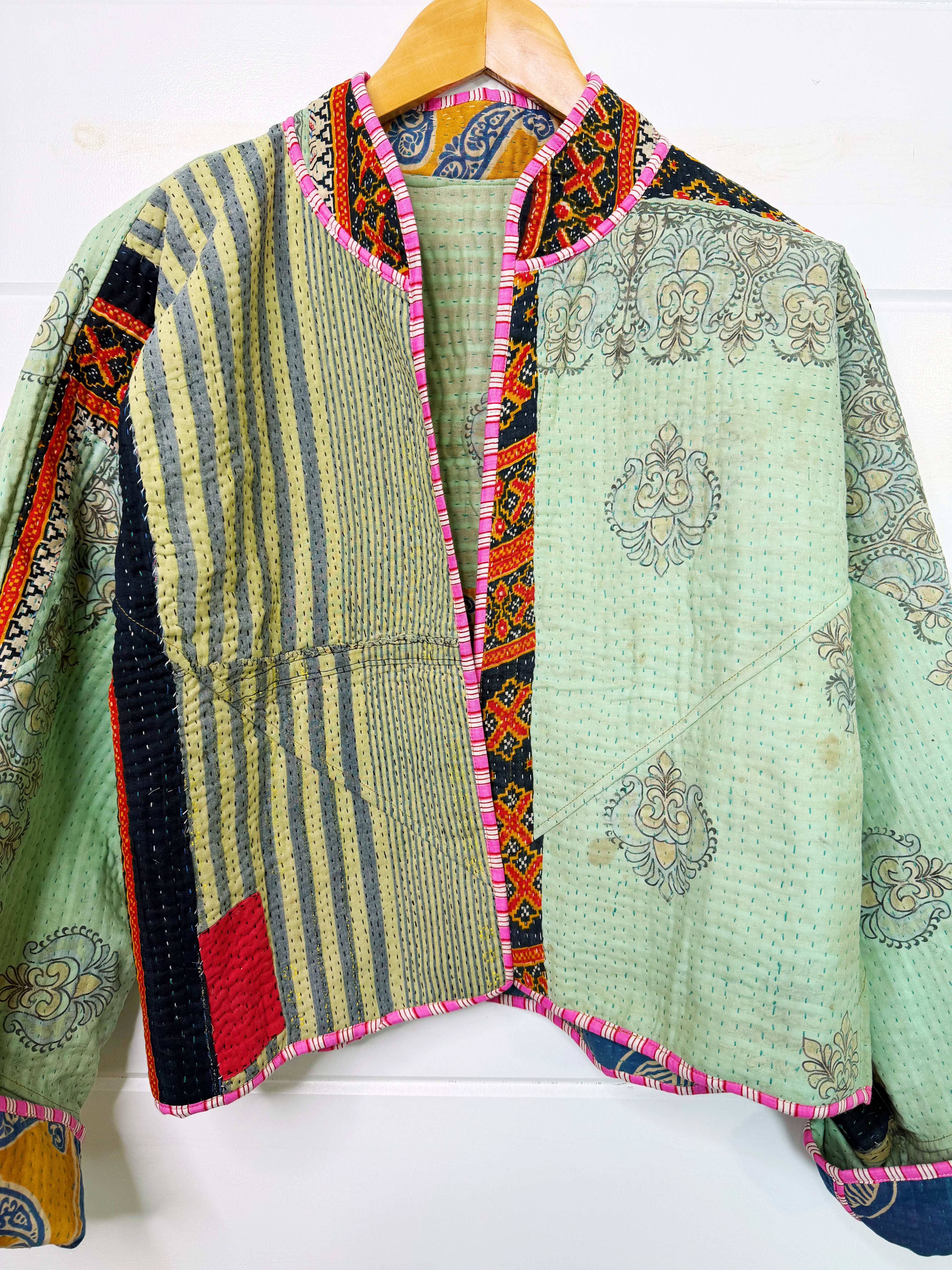 Patchwork Kantha Jacket – Quilted Reversible Blanket Coat