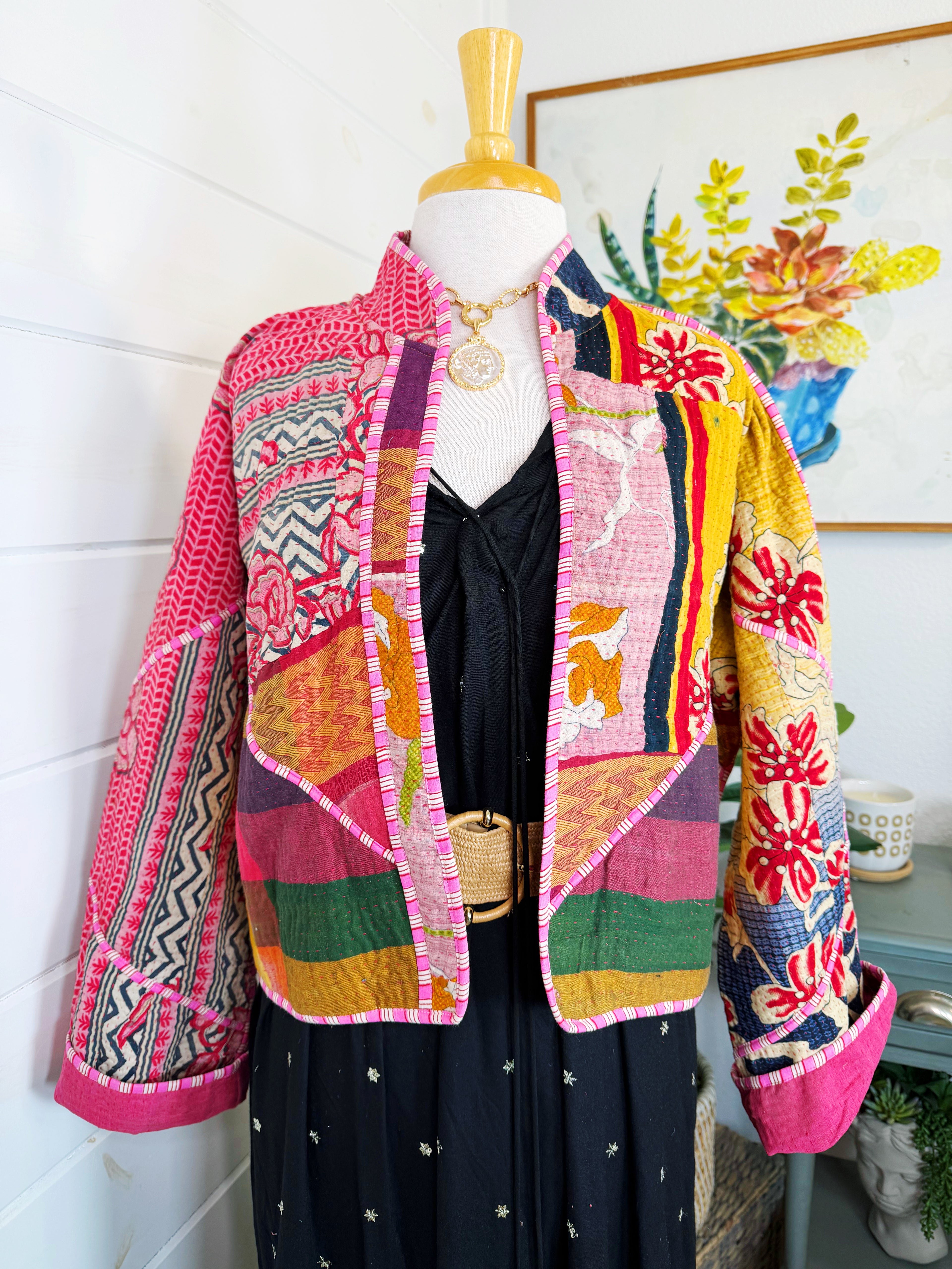 Patchwork Kantha Jacket – Quilted Reversible Blanket Coat
