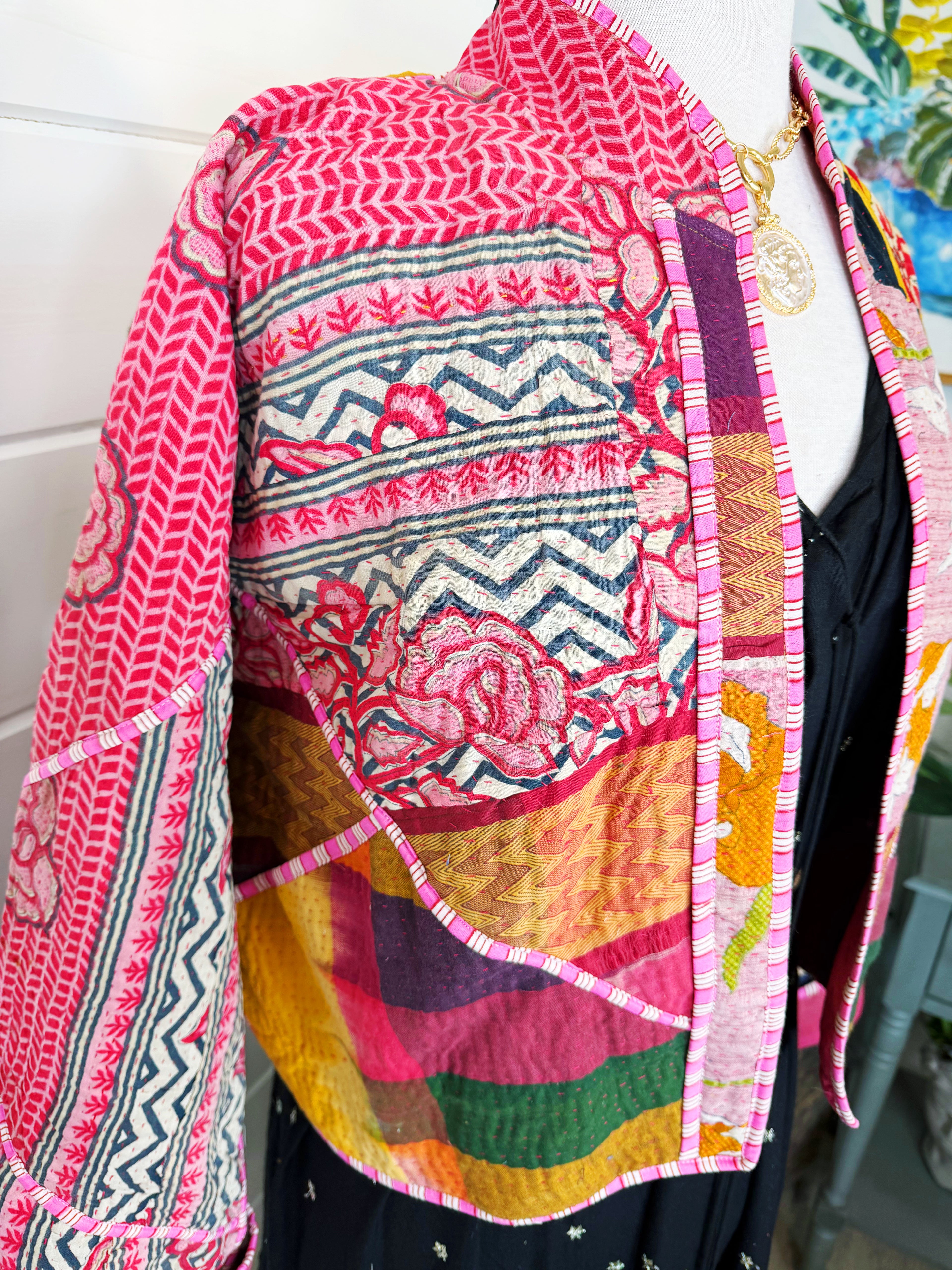 Patchwork Kantha Jacket – Quilted Reversible Blanket Coat
